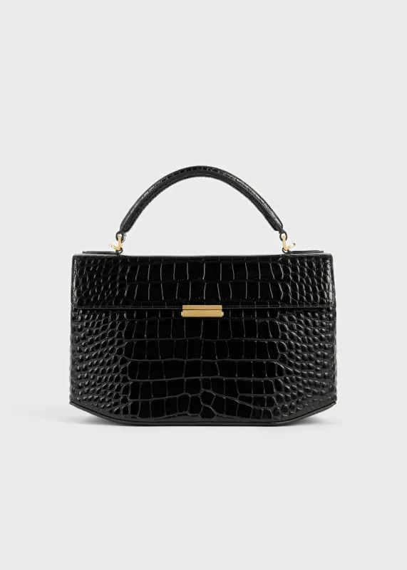 Clip croco-embossed top handle black made by Toteme