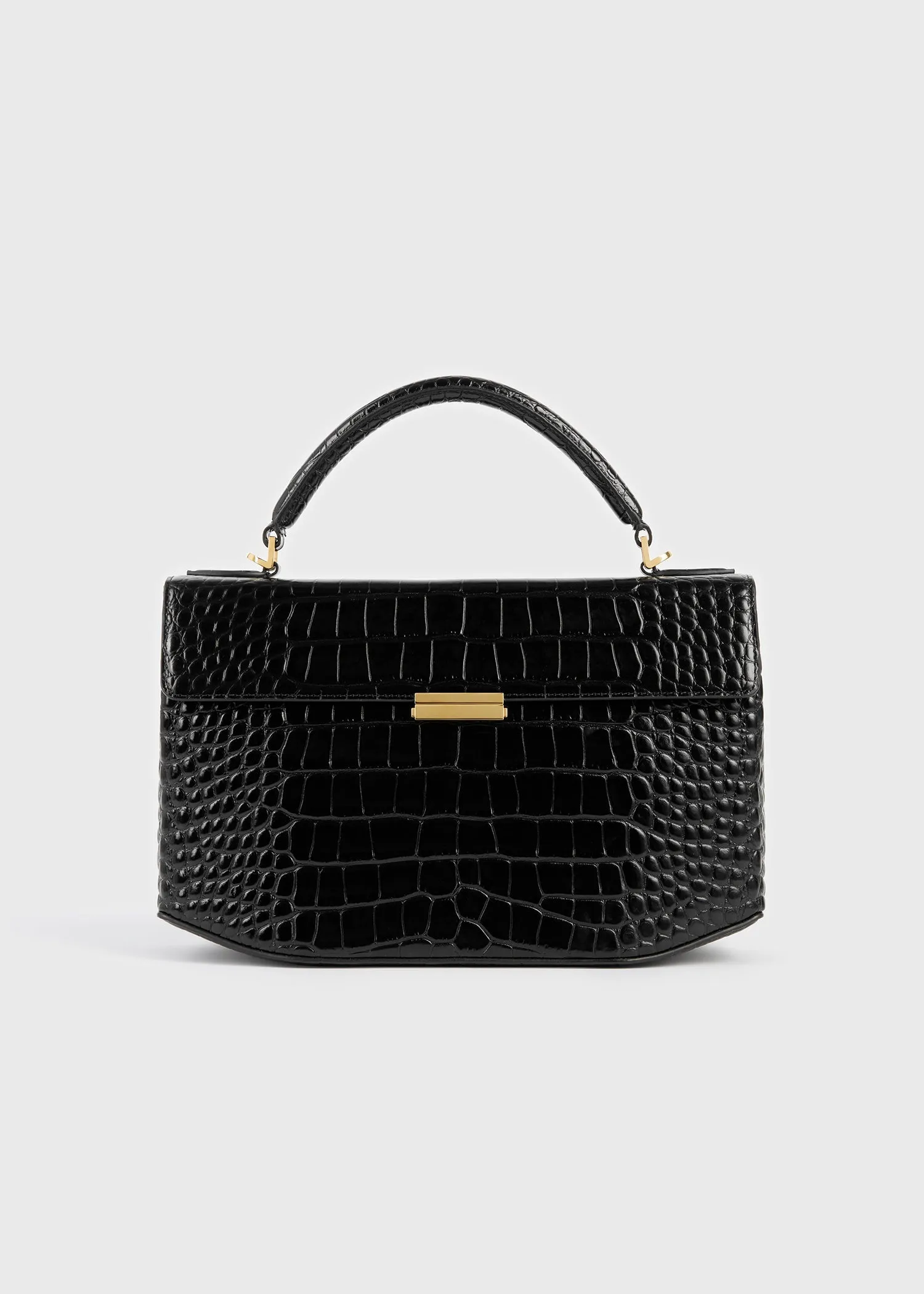 Clip croco-embossed top handle black sold by Toteme