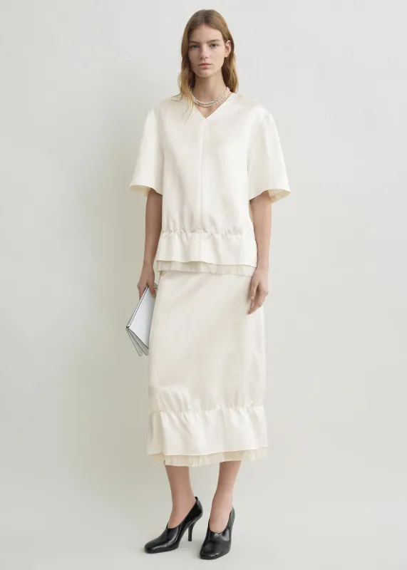 V-neck satin pullover white sold by Toteme