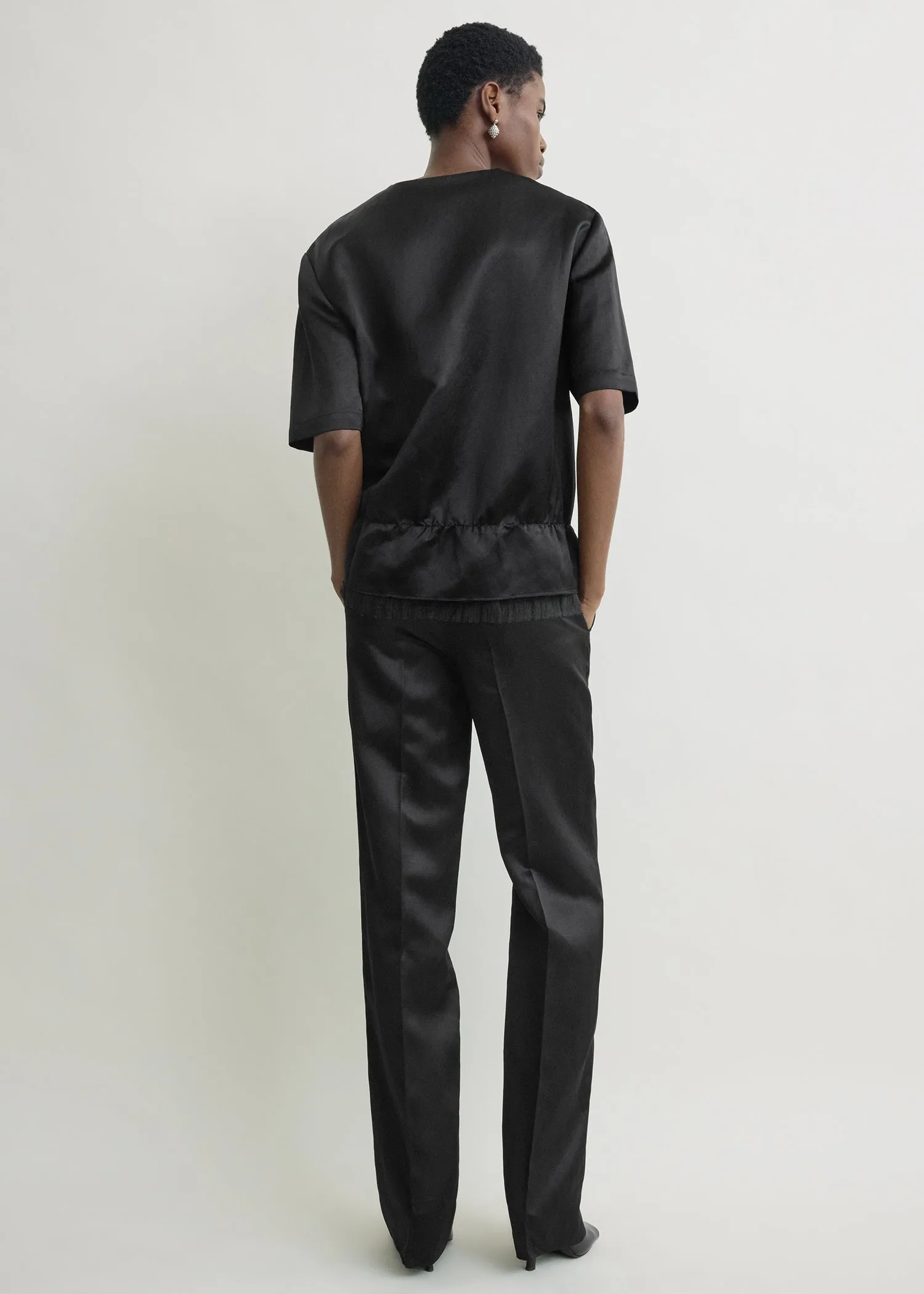 V-neck satin pullover black sold by Toteme product image thumbnail 3