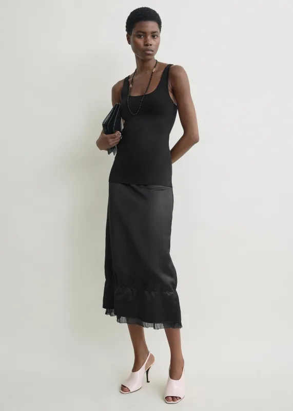 Layered satin skirt black made by Toteme