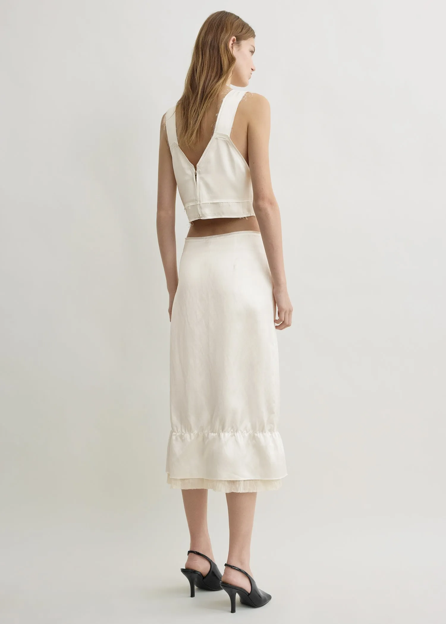 Layered satin skirt white sold by Toteme product image thumbnail 3