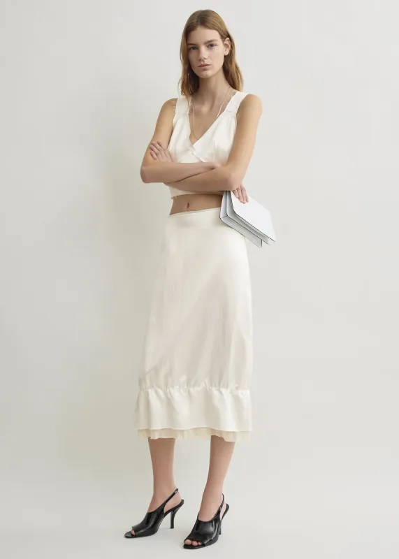 Layered satin skirt white made by Toteme