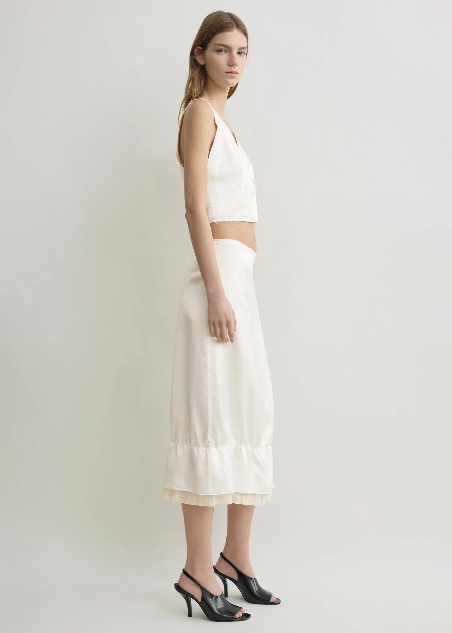 Layered satin skirt white sold by Toteme product image thumbnail 2