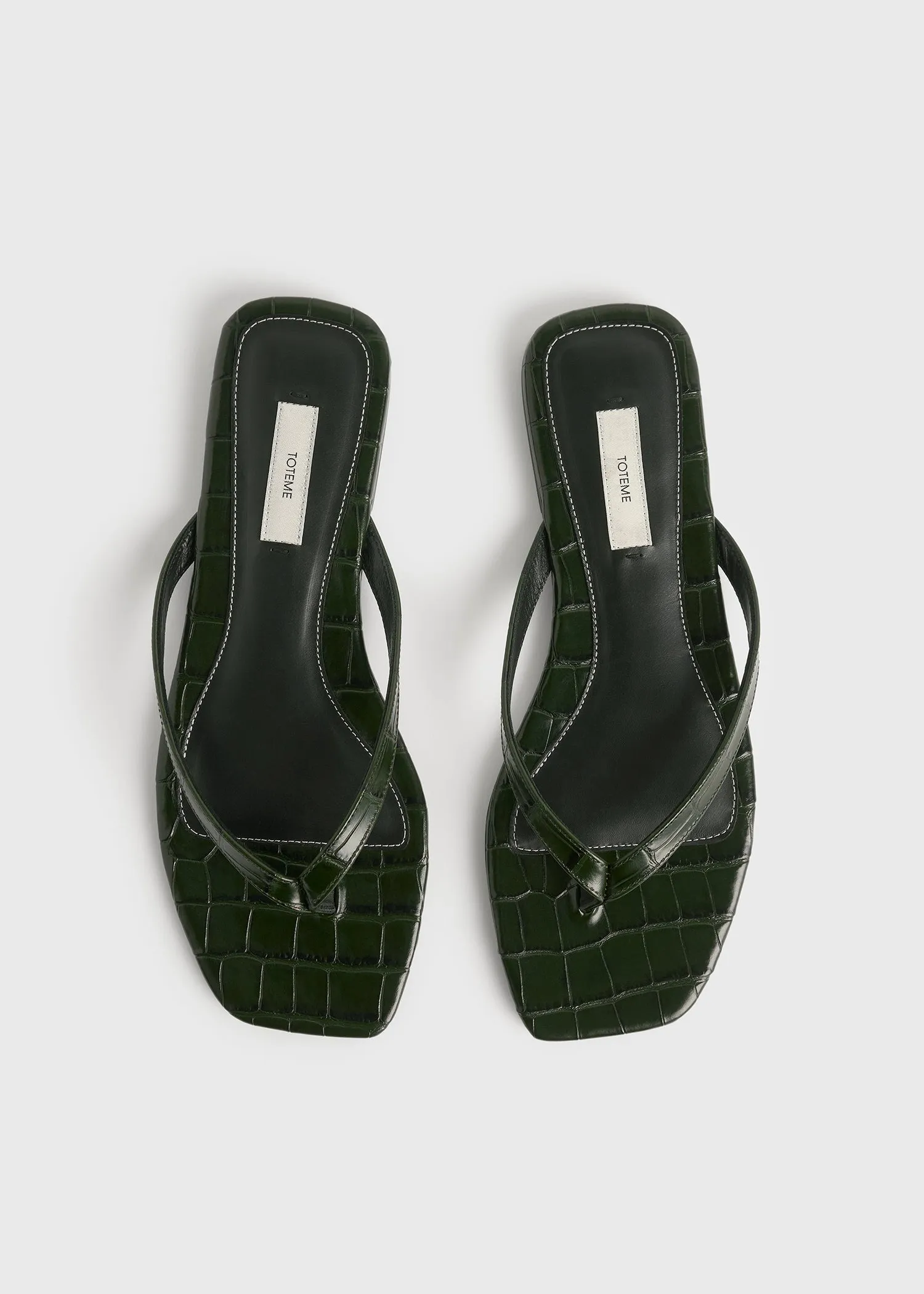 Croco-embossed flip flops dark green sold by Toteme product image thumbnail 4