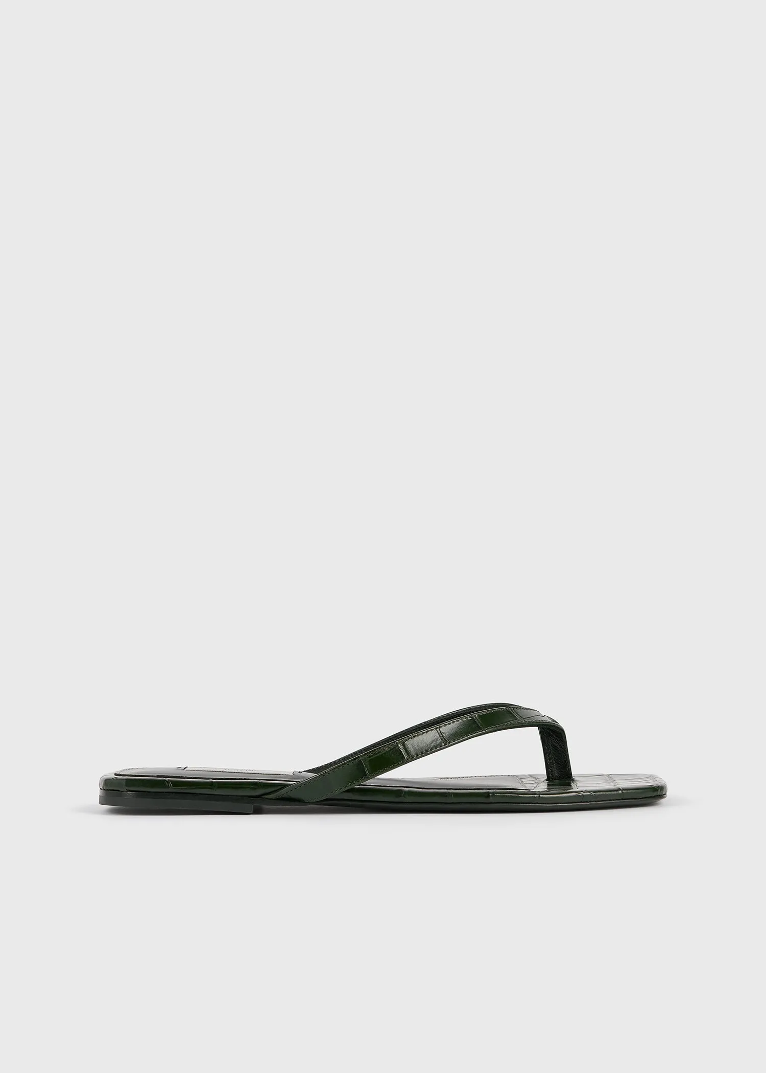 Croco-embossed flip flops dark green sold by Toteme