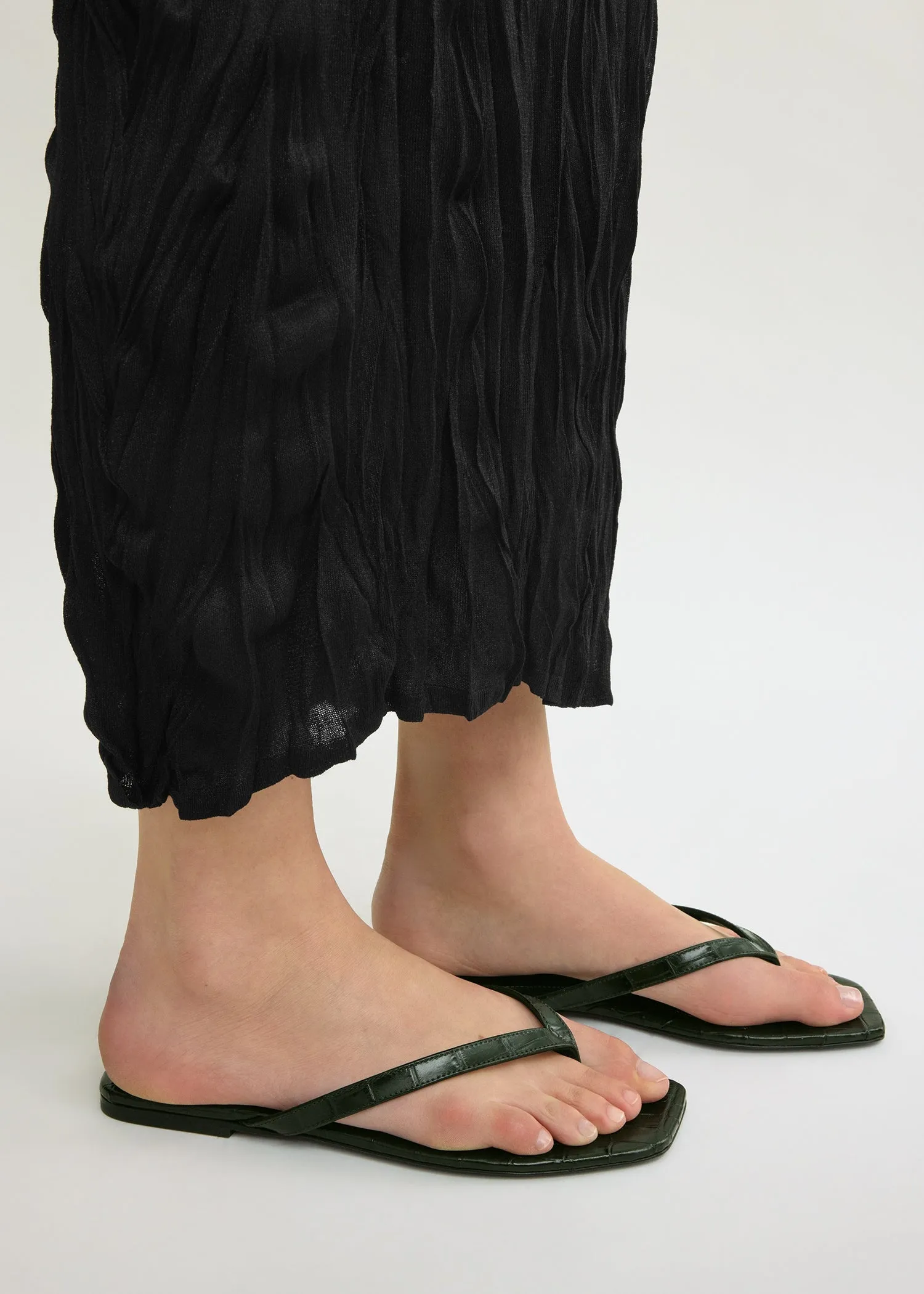 Croco-embossed flip flops dark green sold by Toteme product image thumbnail 3