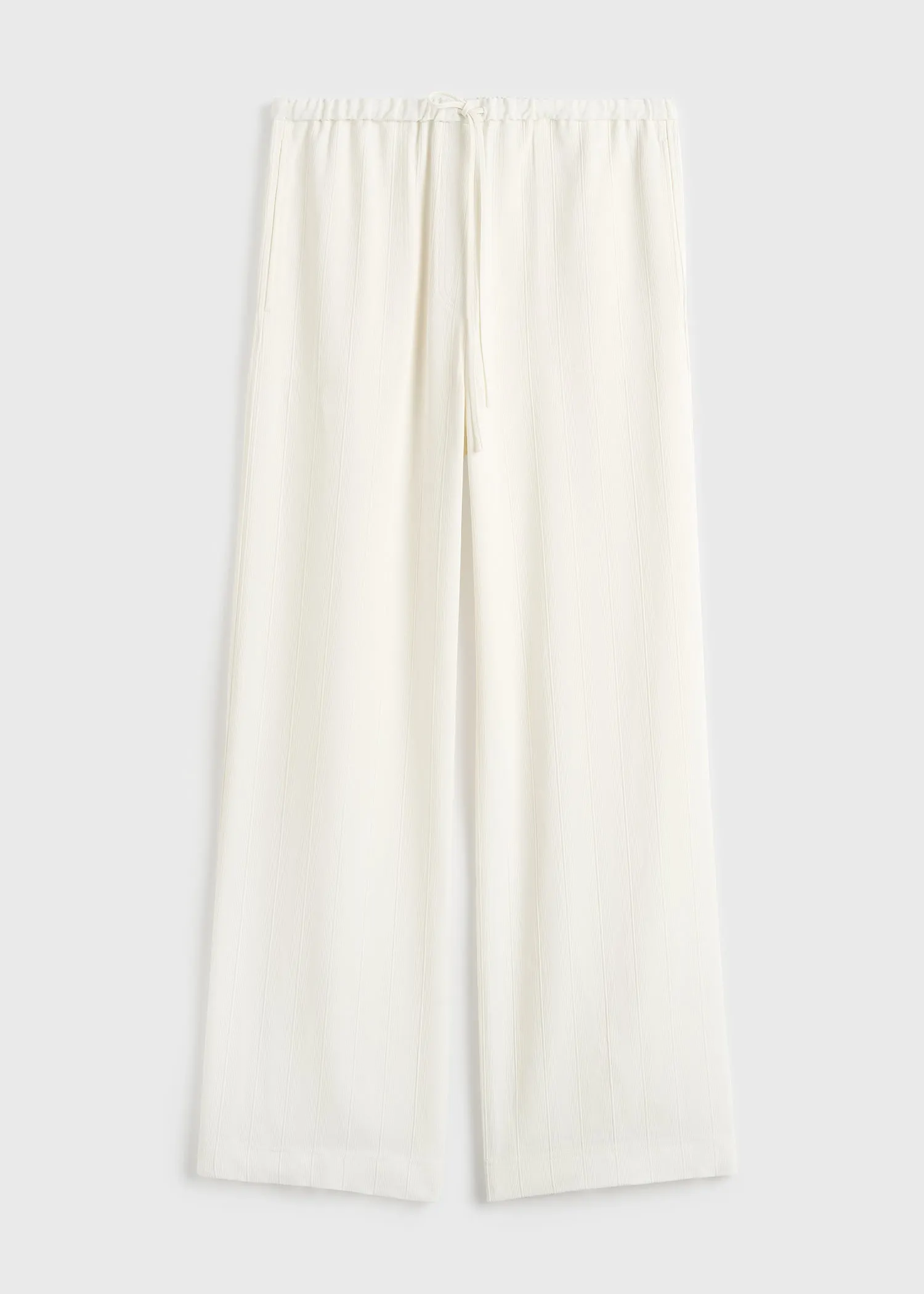 Woven stripe drawstring trousers meringue sold by Toteme product image thumbnail 5