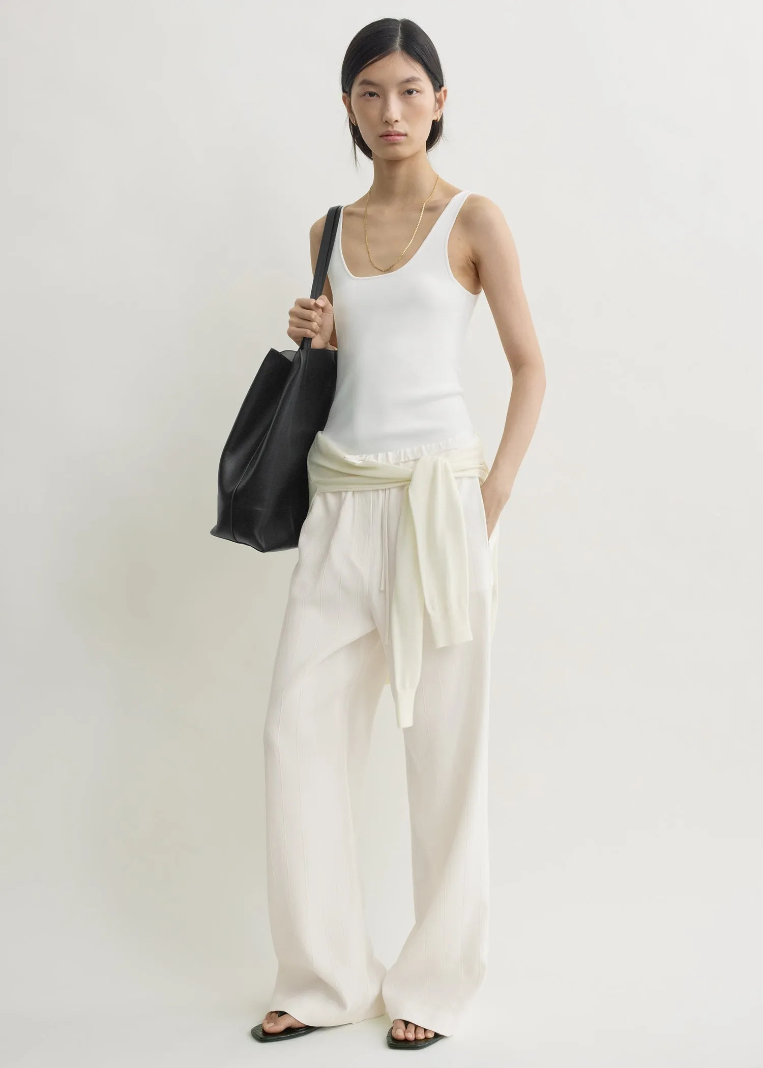 Woven stripe drawstring trousers meringue sold by Toteme