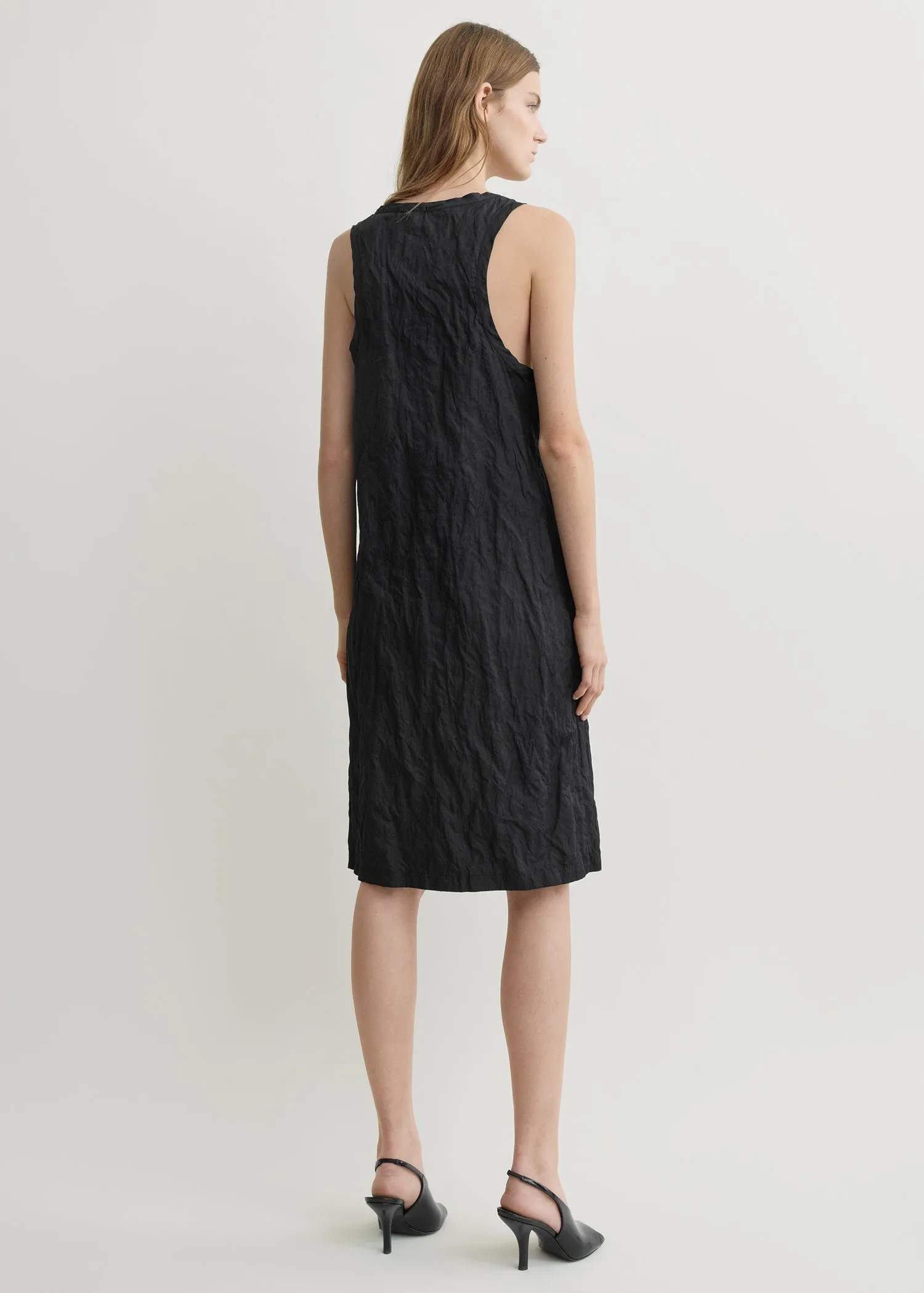 Crinkled cotton tank dress black sold by Toteme product image thumbnail 3