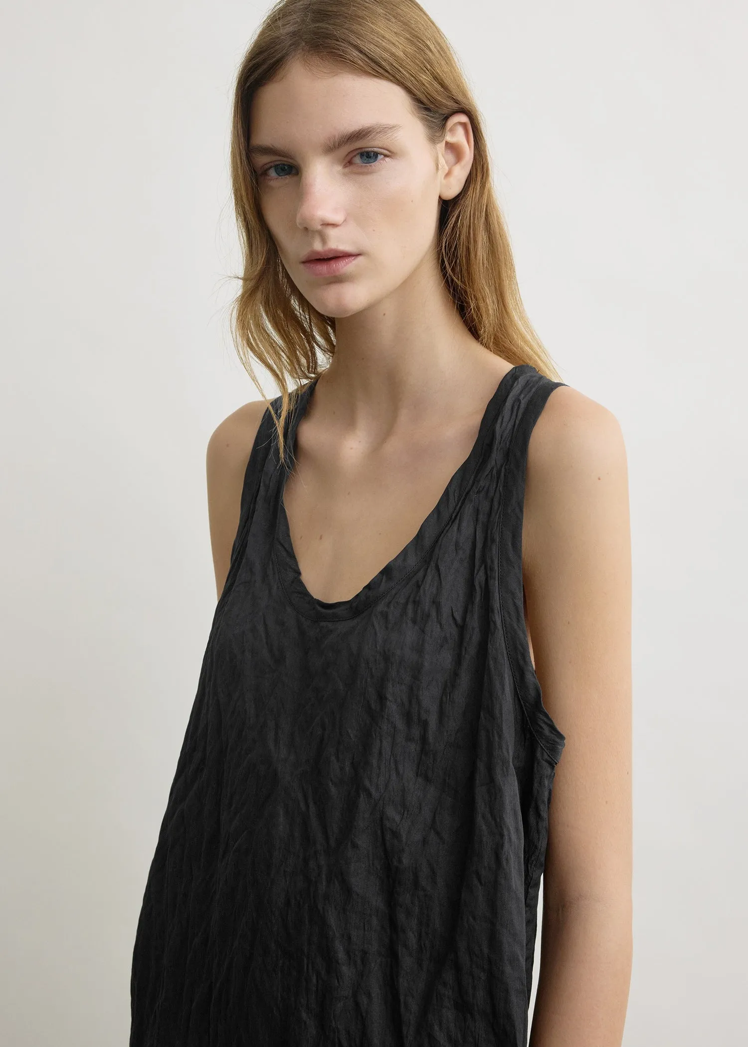 Crinkled cotton tank dress black sold by Toteme product image thumbnail 4