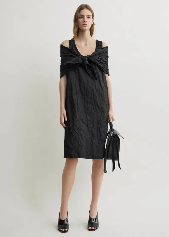 Crinkled cotton tank dress black sold by Toteme