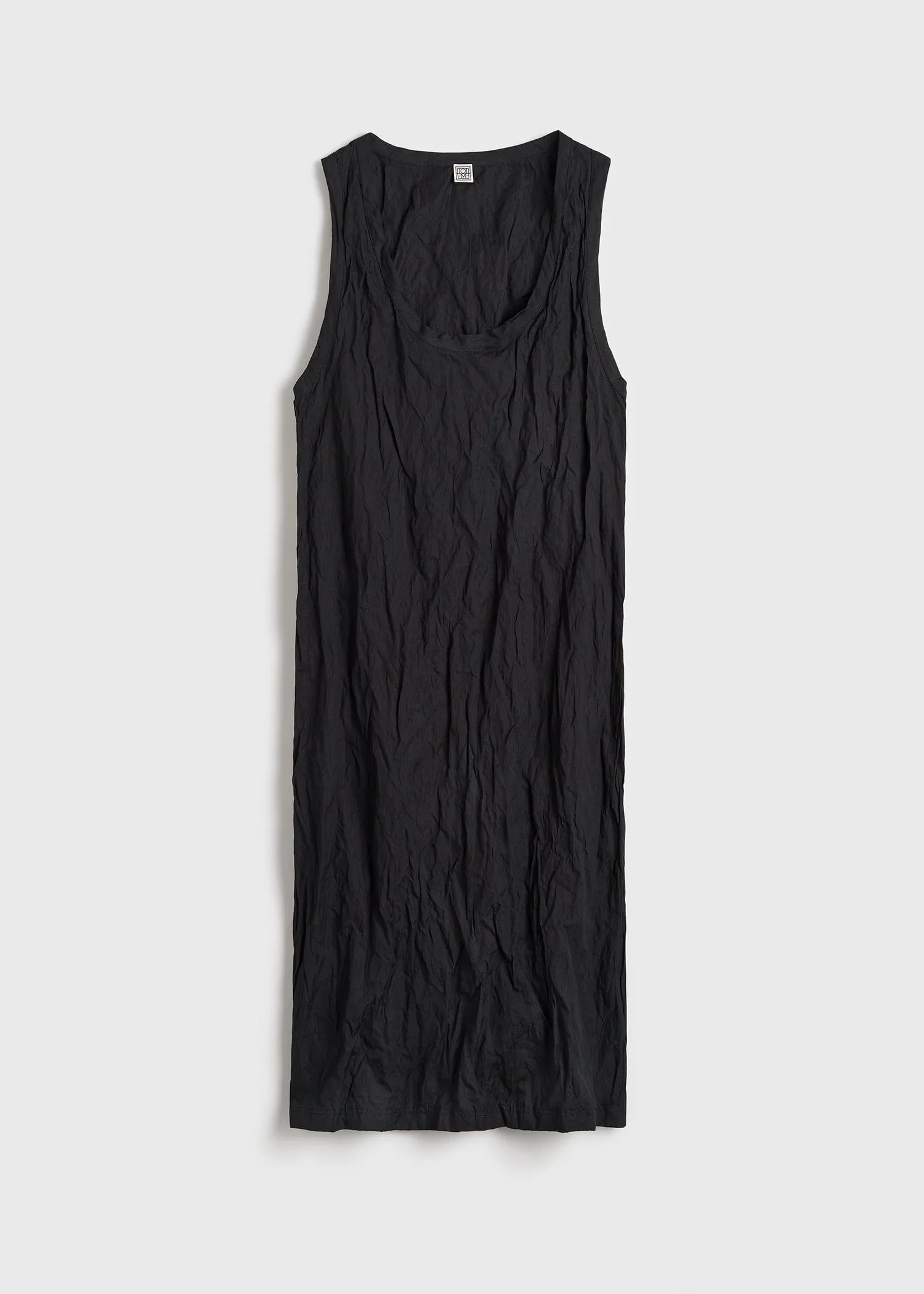 Crinkled cotton tank dress black sold by Toteme product image thumbnail 5