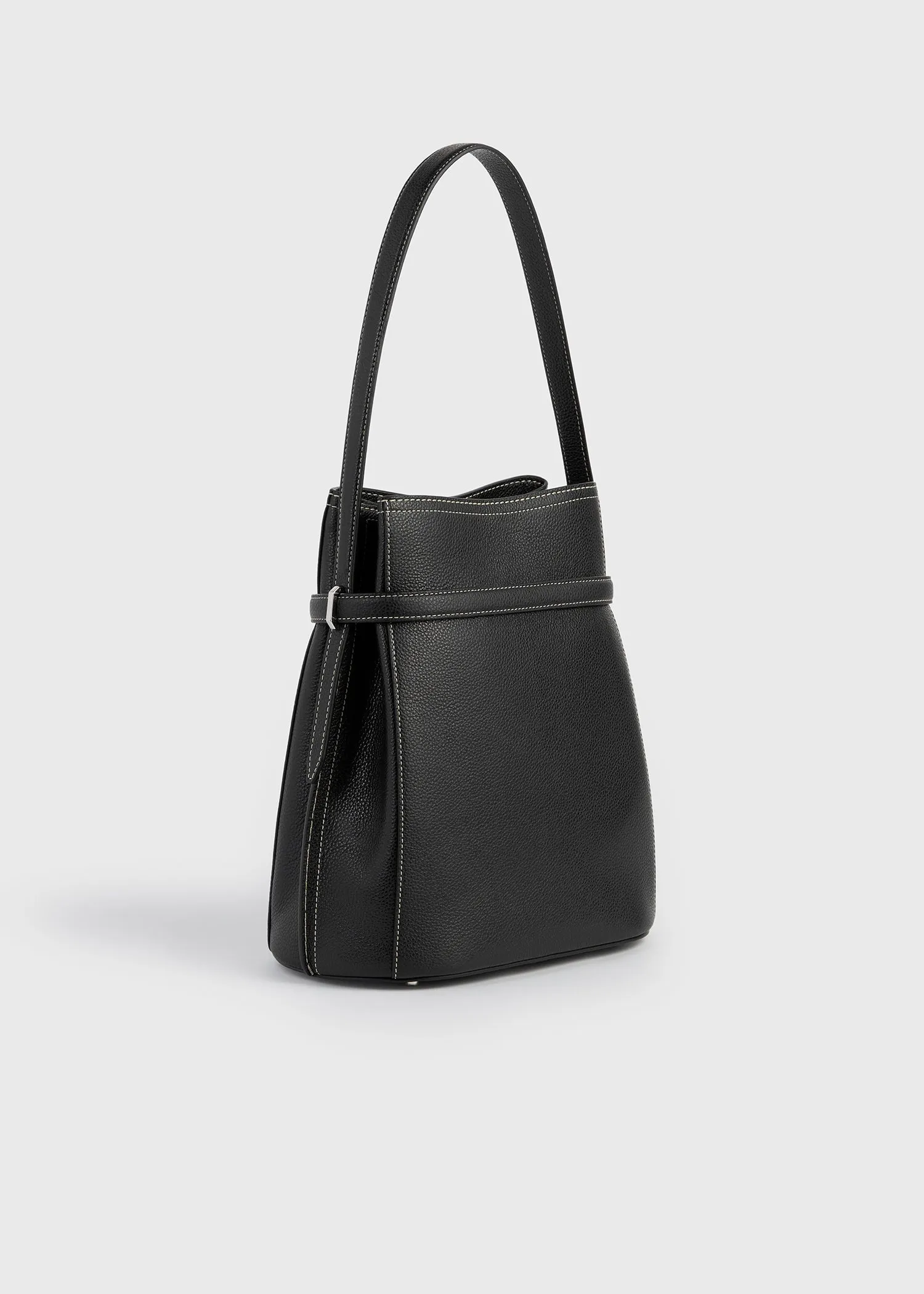Belted grained-leather bucket bag black sold by Toteme product image thumbnail 4