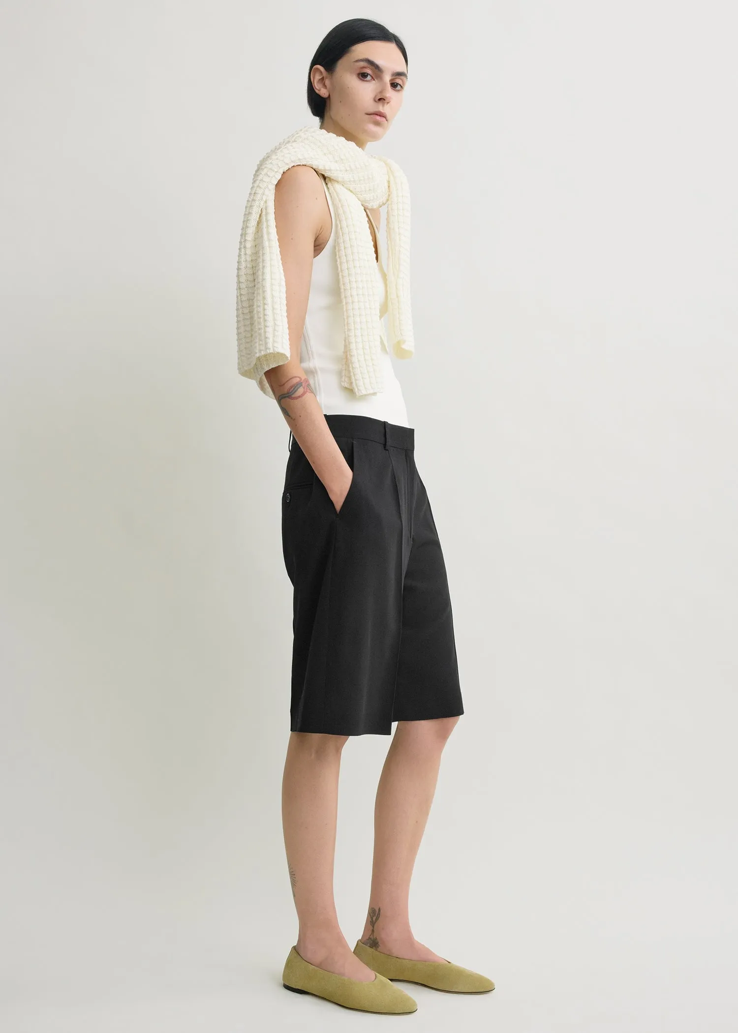 Wide fluid shorts black sold by Toteme product image thumbnail 2