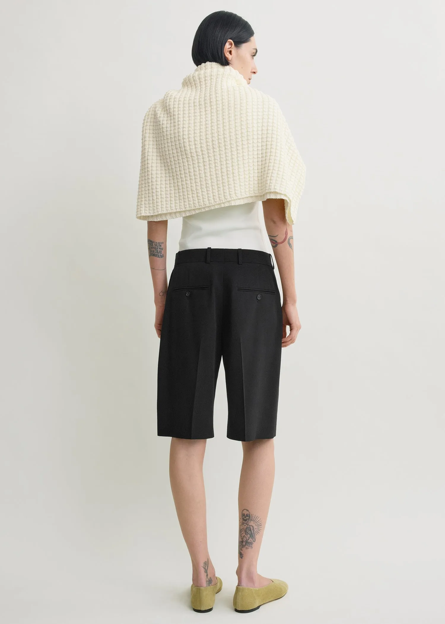 Wide fluid shorts black sold by Toteme product image thumbnail 3