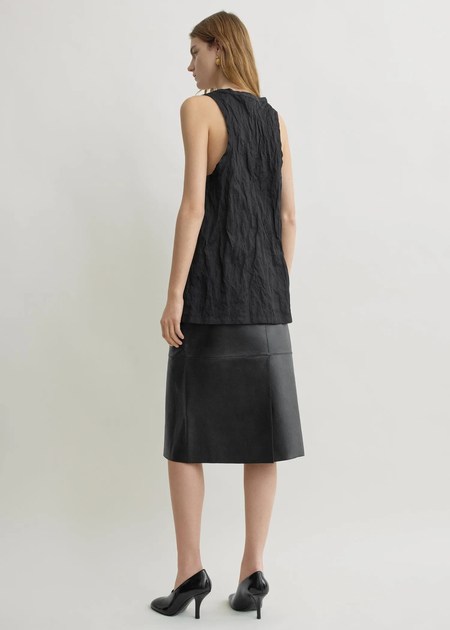 Crinkled cotton tank black sold by Toteme product image thumbnail 3
