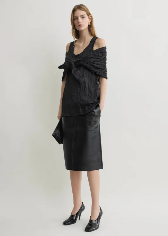 Crinkled cotton tank black made by Toteme