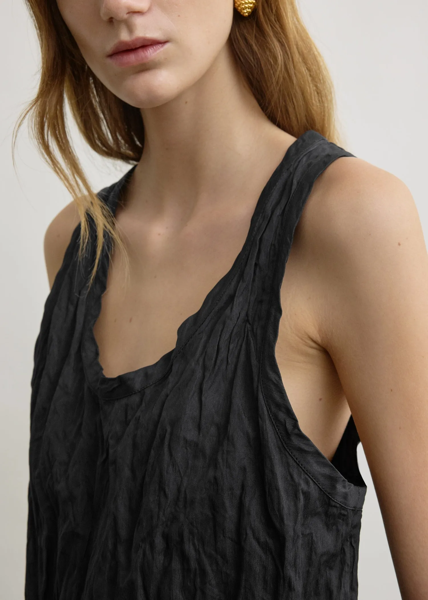 Crinkled cotton tank black sold by Toteme product image thumbnail 5