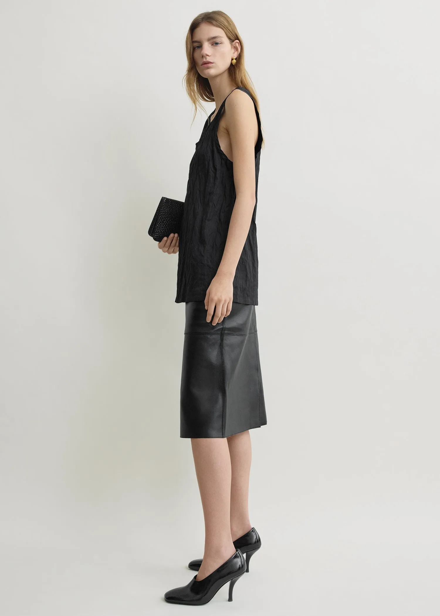 Crinkled cotton tank black sold by Toteme product image thumbnail 2