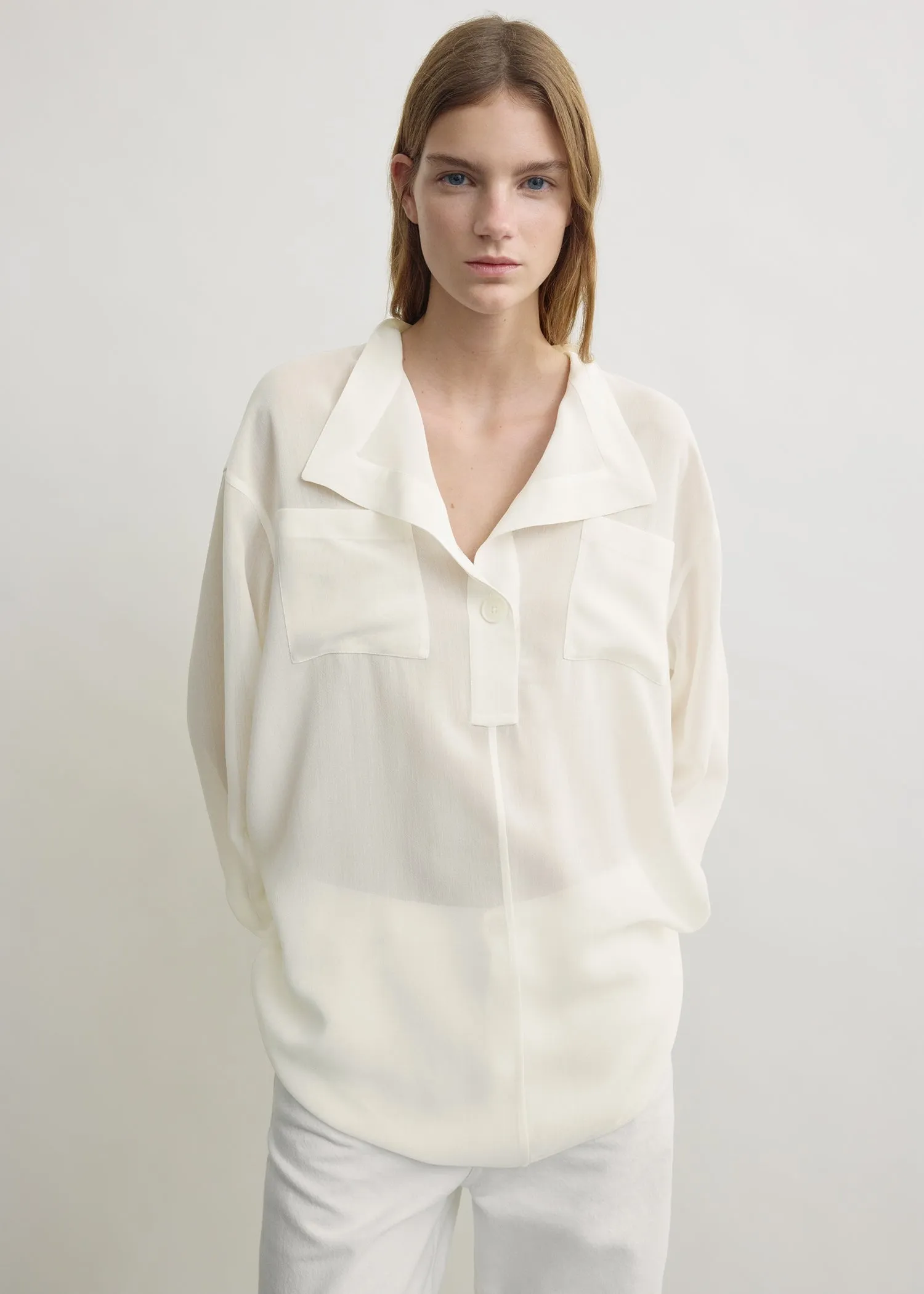 Overlapping collar blouse milk sold by Toteme product image thumbnail 4