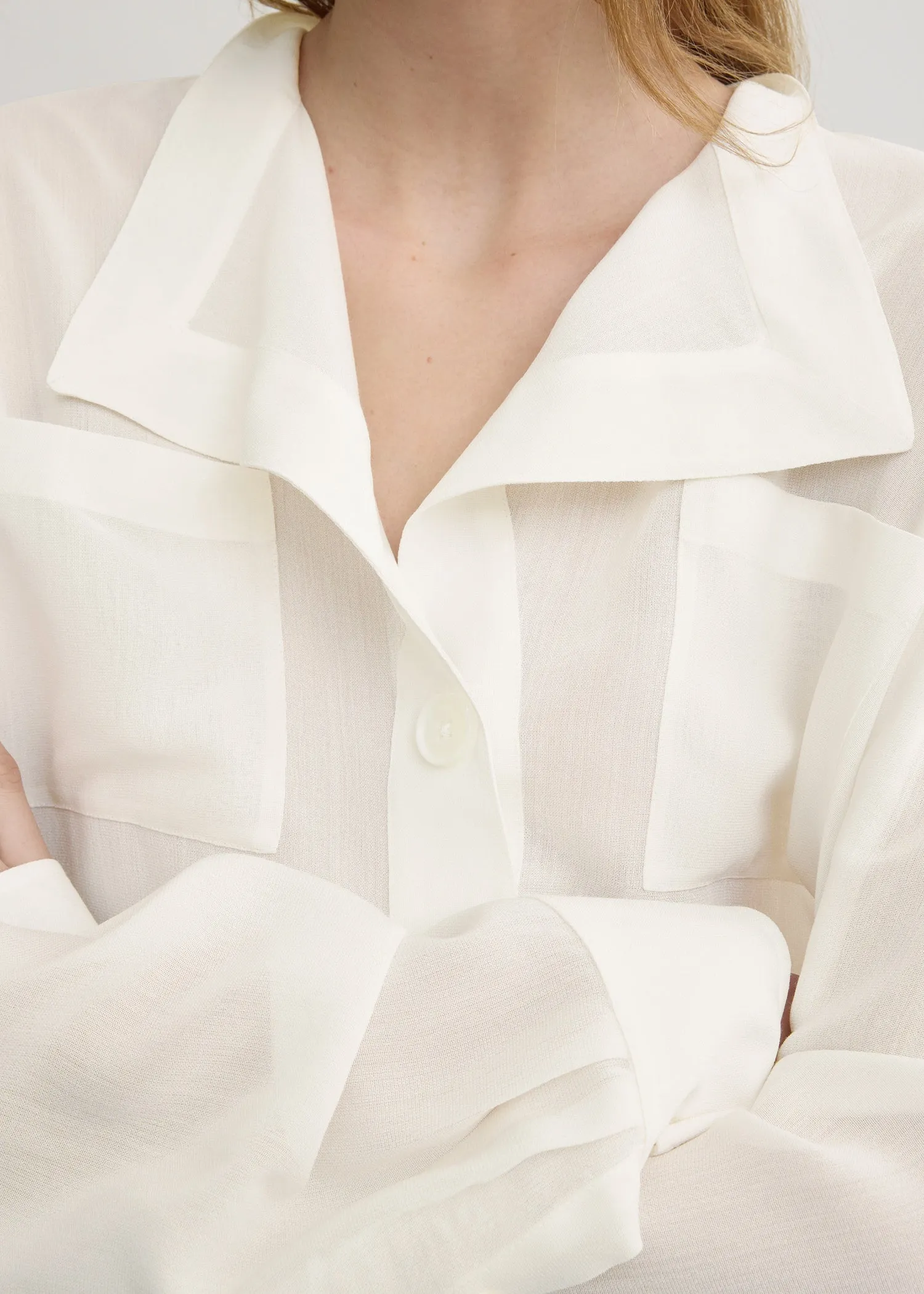 Overlapping collar blouse milk sold by Toteme product image thumbnail 5