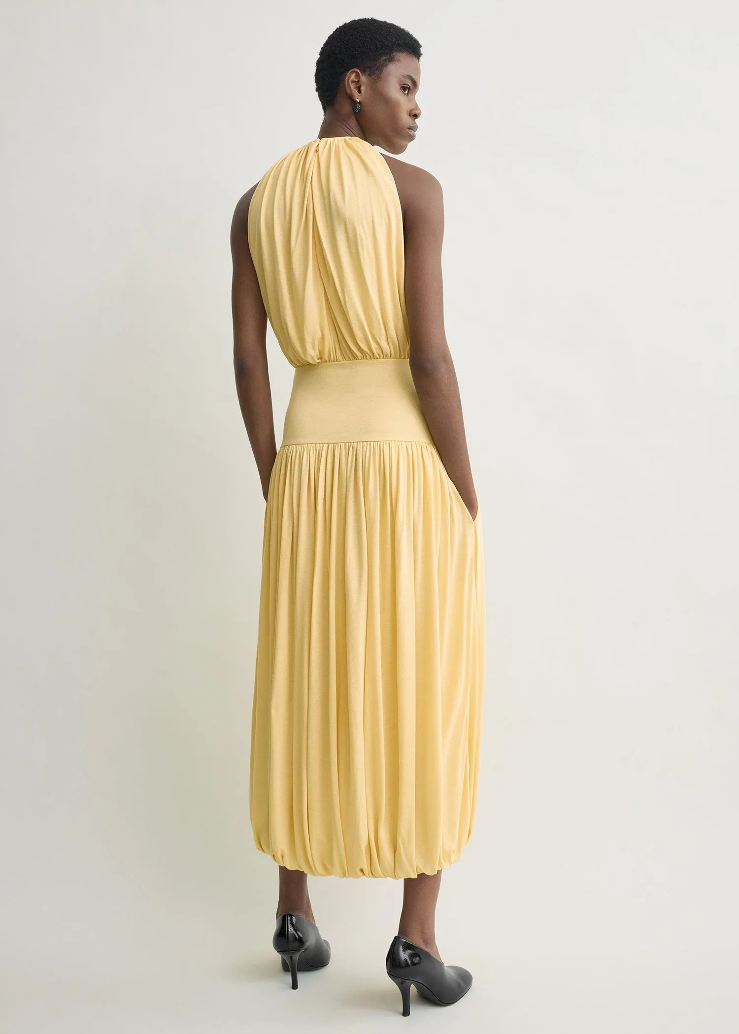 Soft gathered dress champagne sold by Toteme product image thumbnail 3