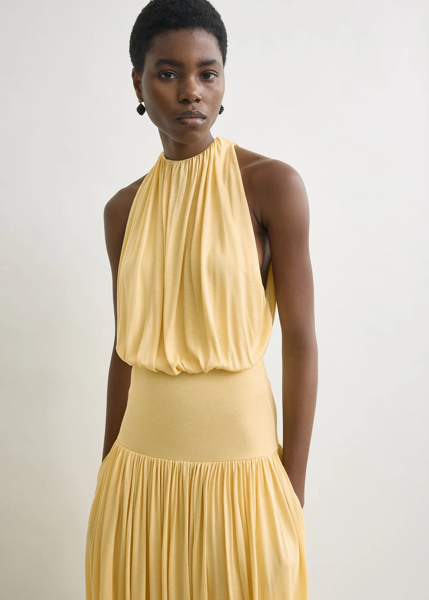 Soft gathered dress champagne sold by Toteme product image thumbnail 4