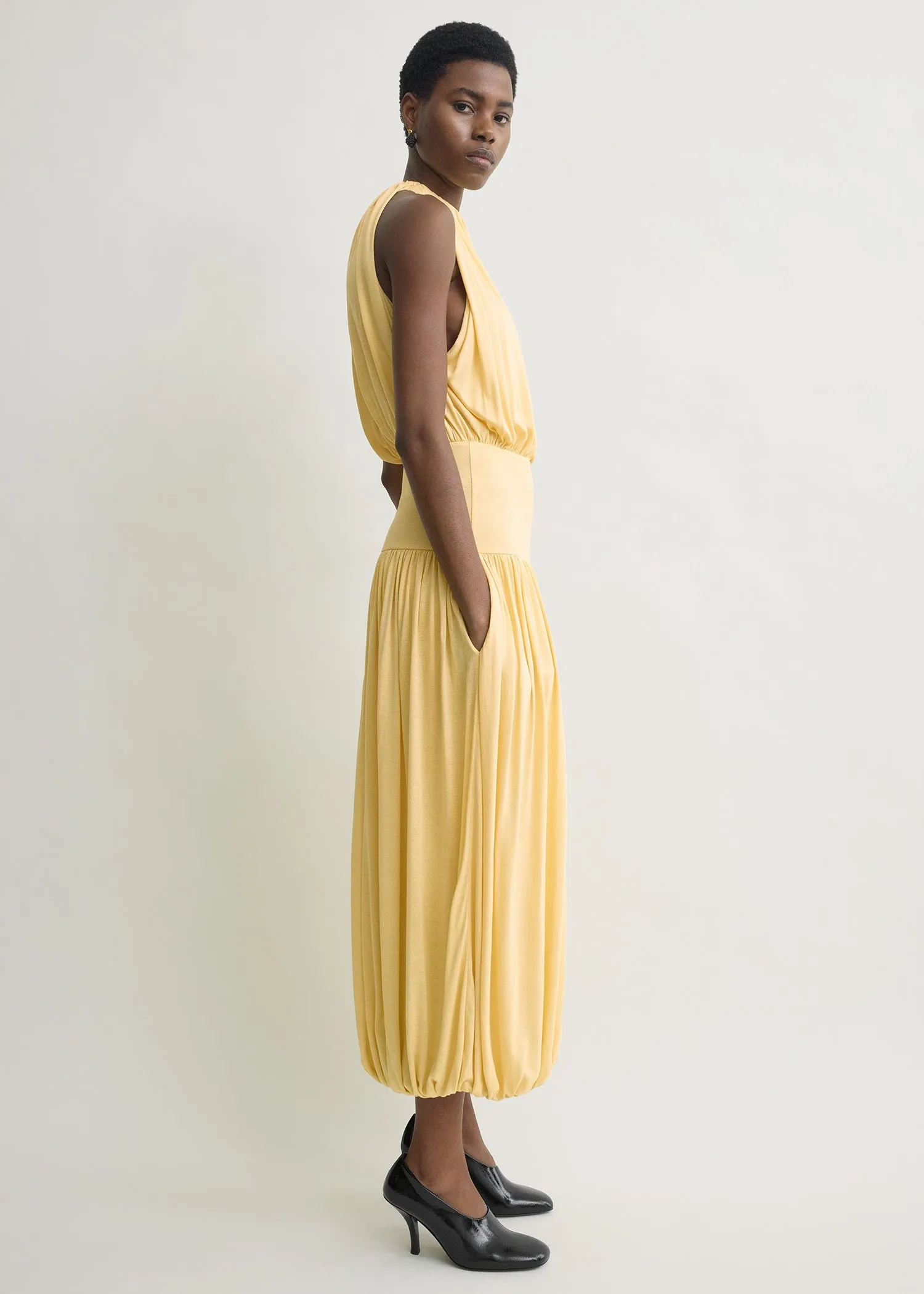 Soft gathered dress champagne sold by Toteme product image thumbnail 2