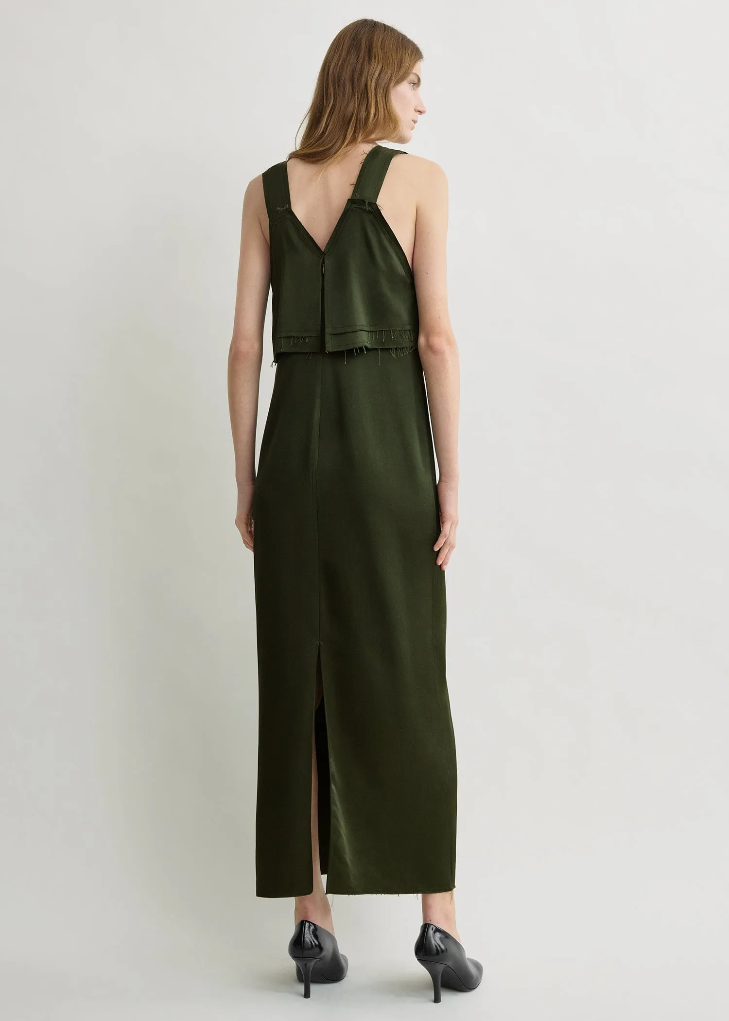 V-neck slip dress bottle green sold by Toteme product image thumbnail 2