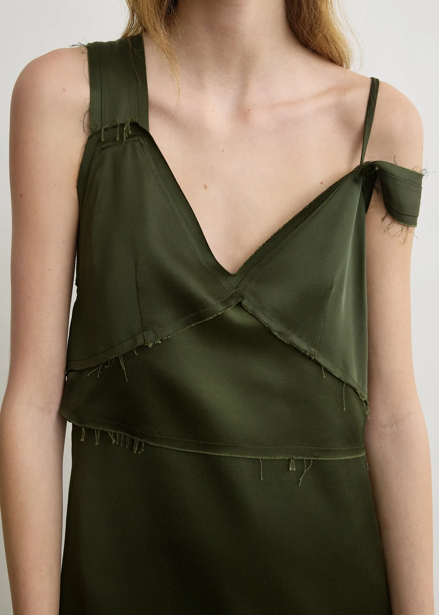 V-neck slip dress bottle green sold by Toteme product image thumbnail 4
