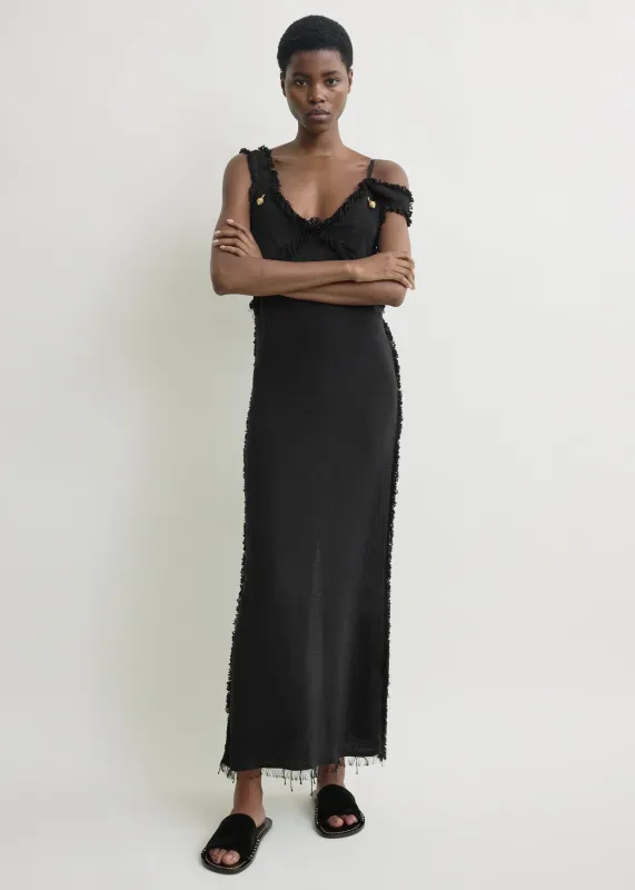 V-neck raw slip dress black made by Toteme