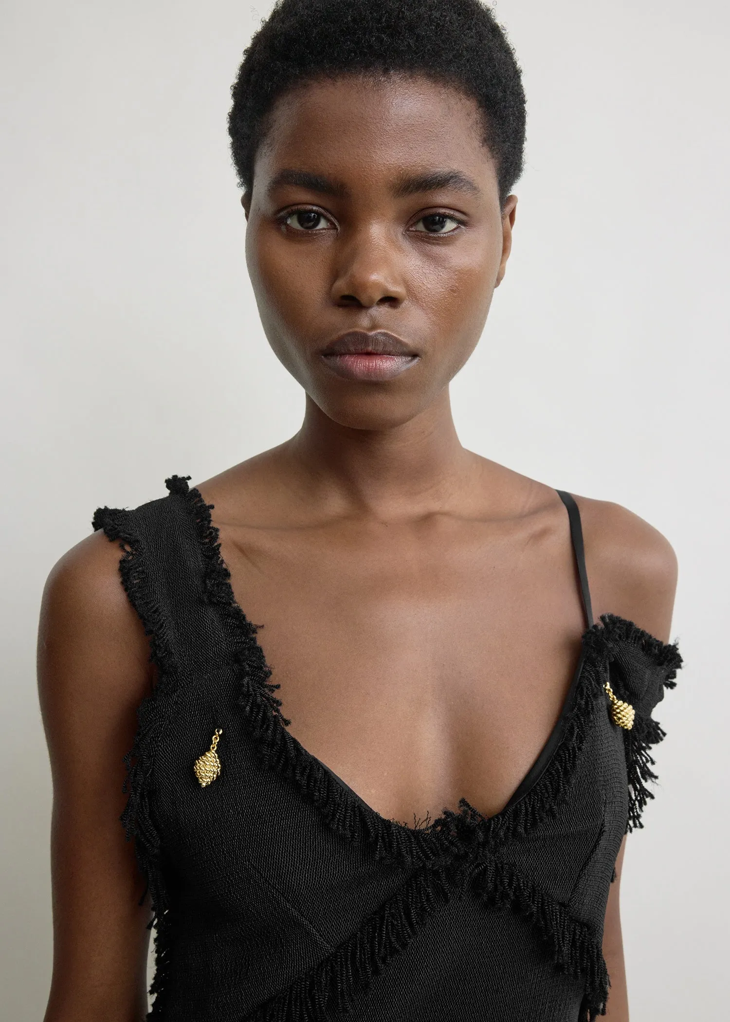 V-neck raw slip dress black sold by Toteme product image thumbnail 5