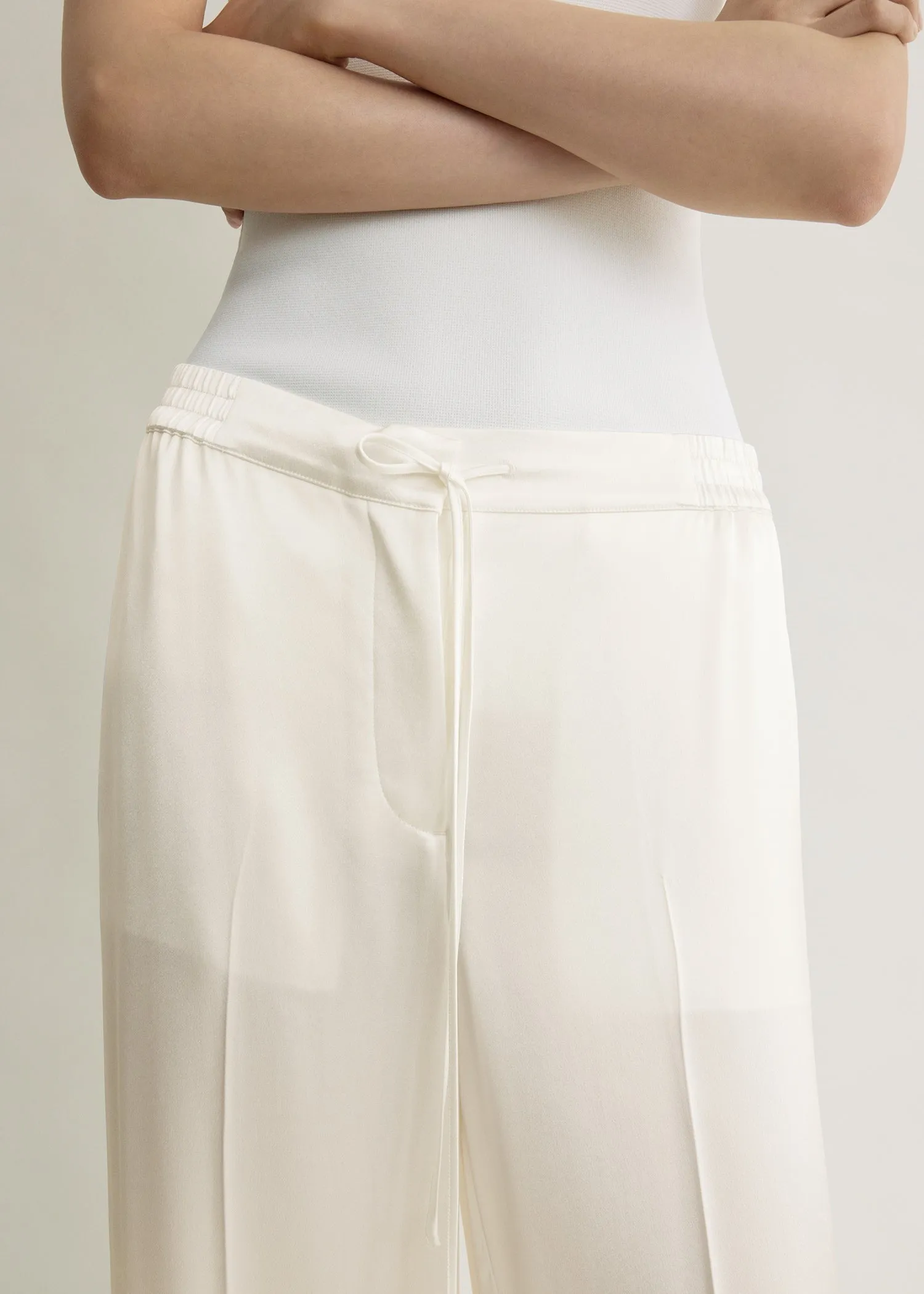 Satin drawstring trousers white sold by Toteme product image thumbnail 4