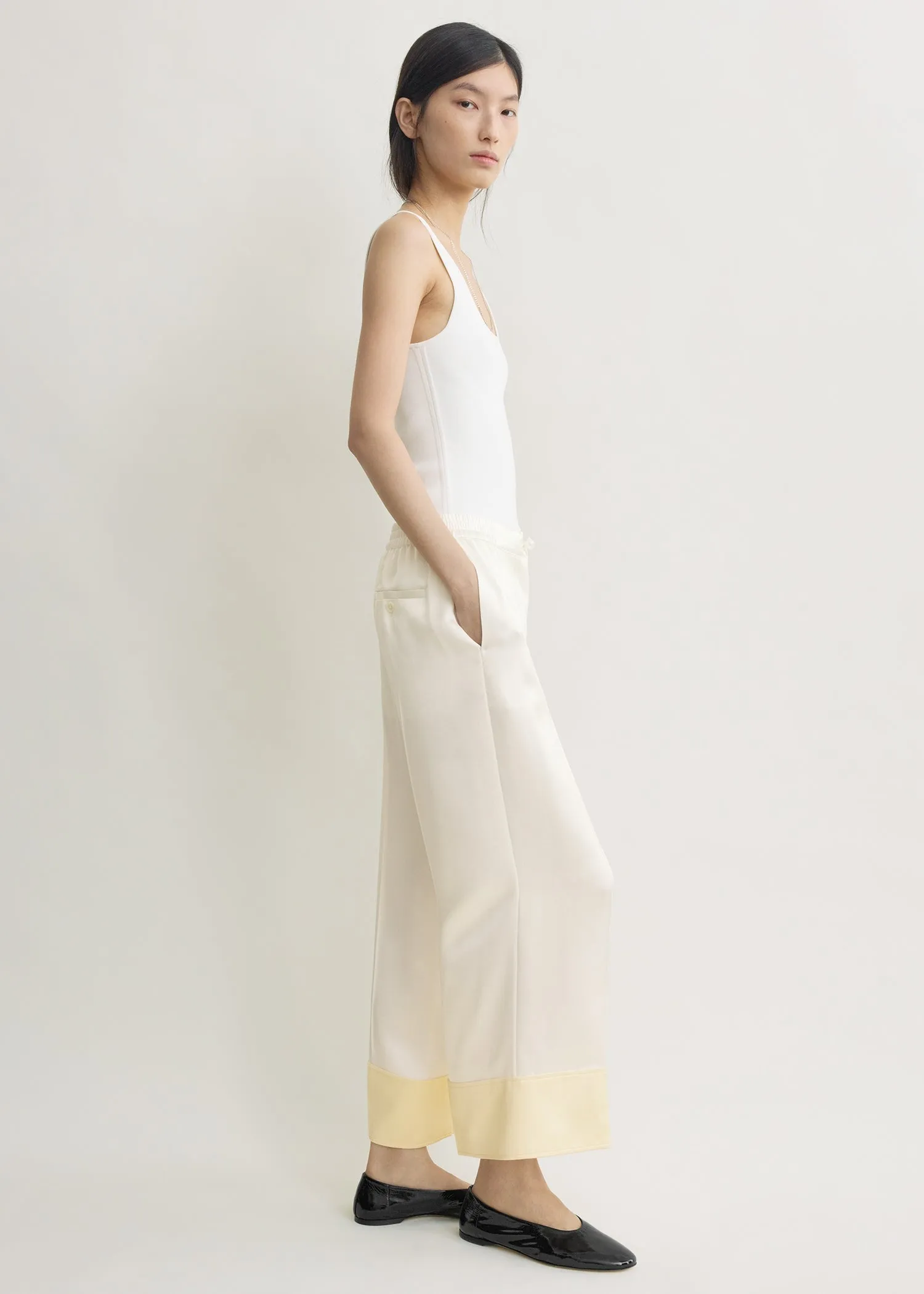Satin drawstring trousers white sold by Toteme product image thumbnail 2