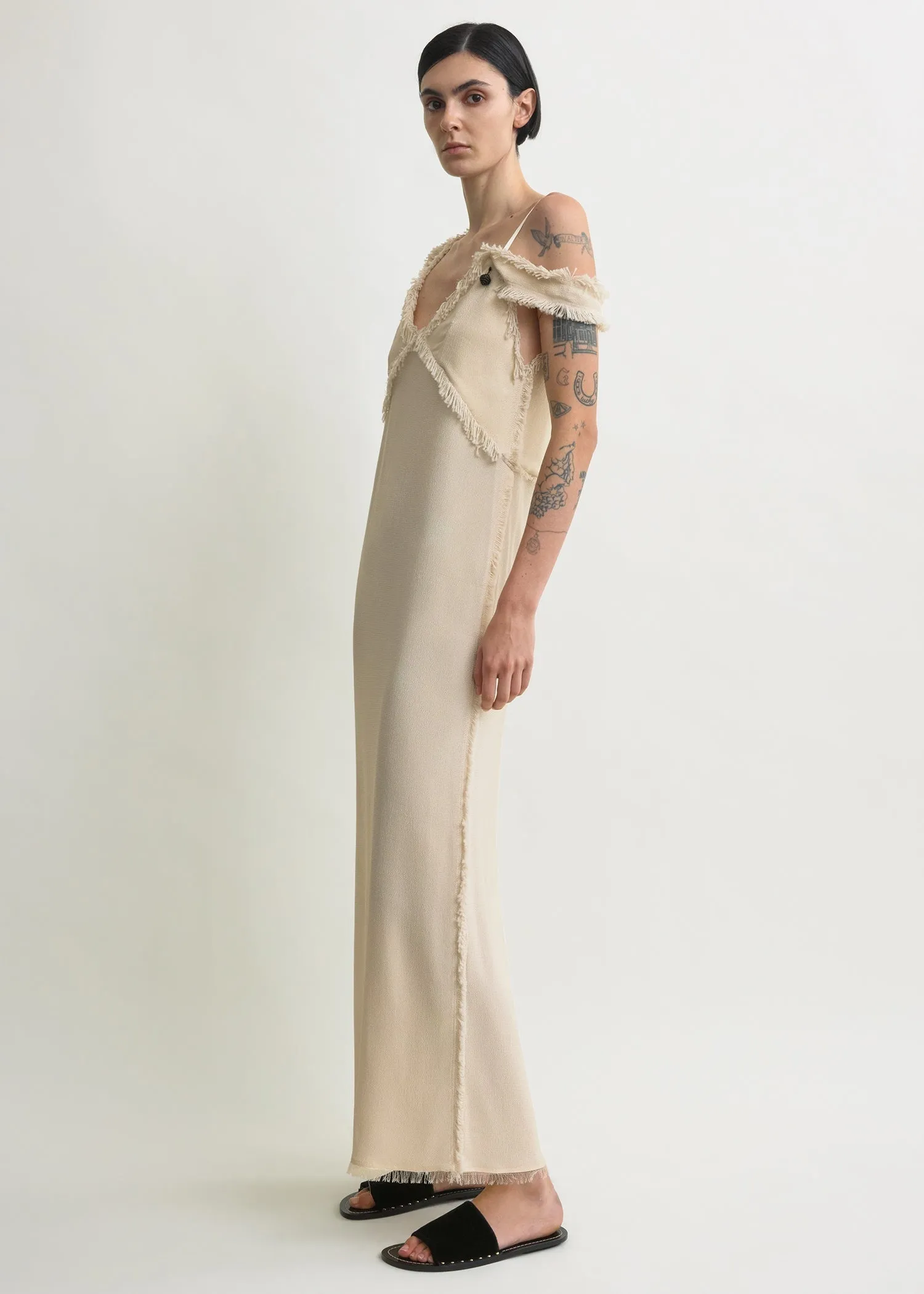 V-neck raw slip dress stone sold by Toteme product image thumbnail 2