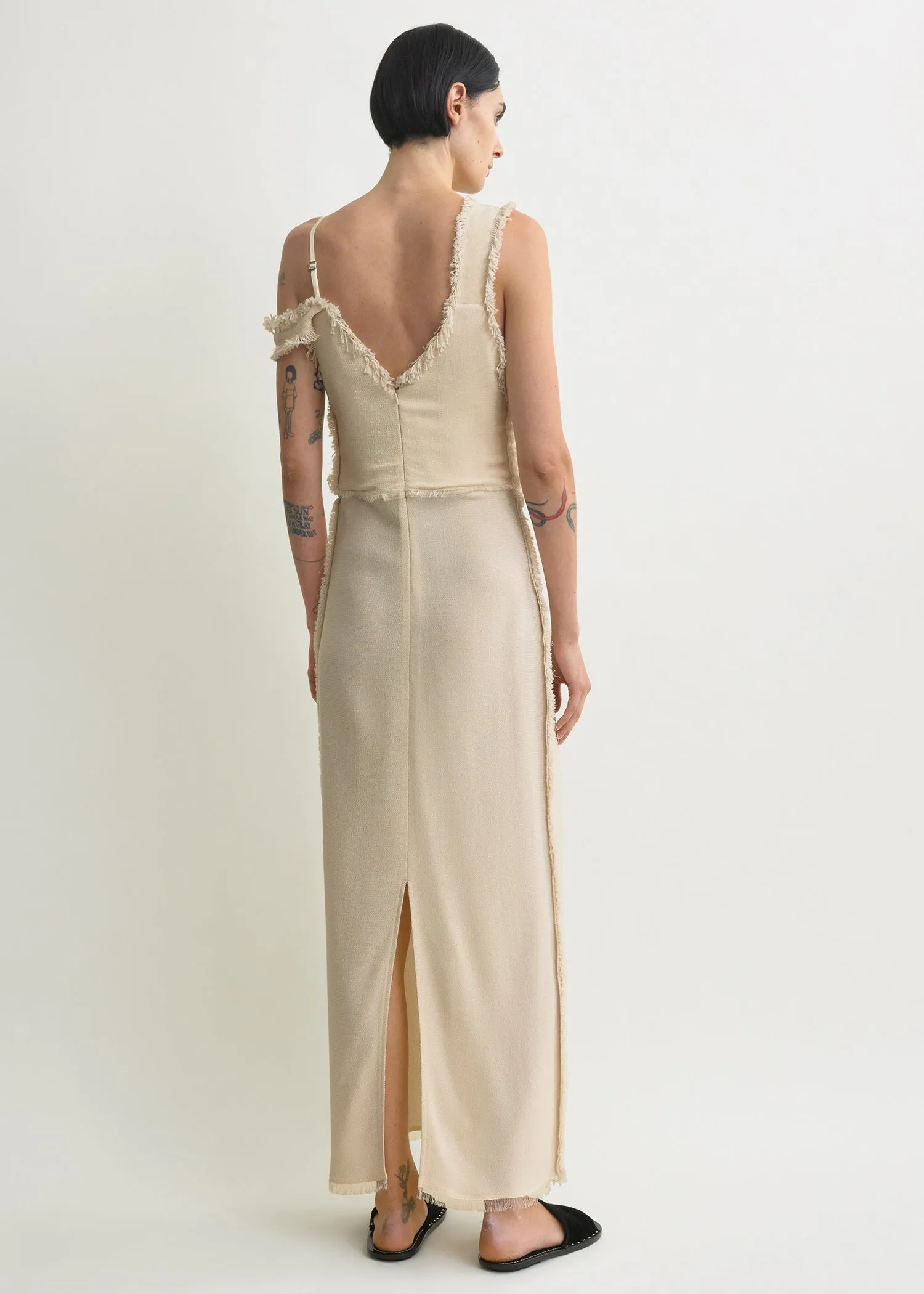 V-neck raw slip dress stone sold by Toteme product image thumbnail 3
