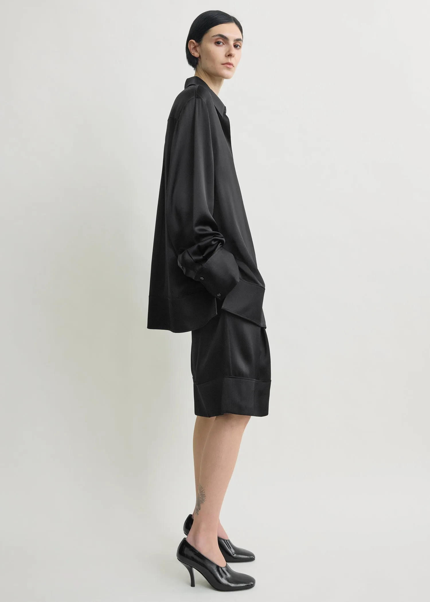 Soft tuxedo shirt black sold by Toteme product image thumbnail 2