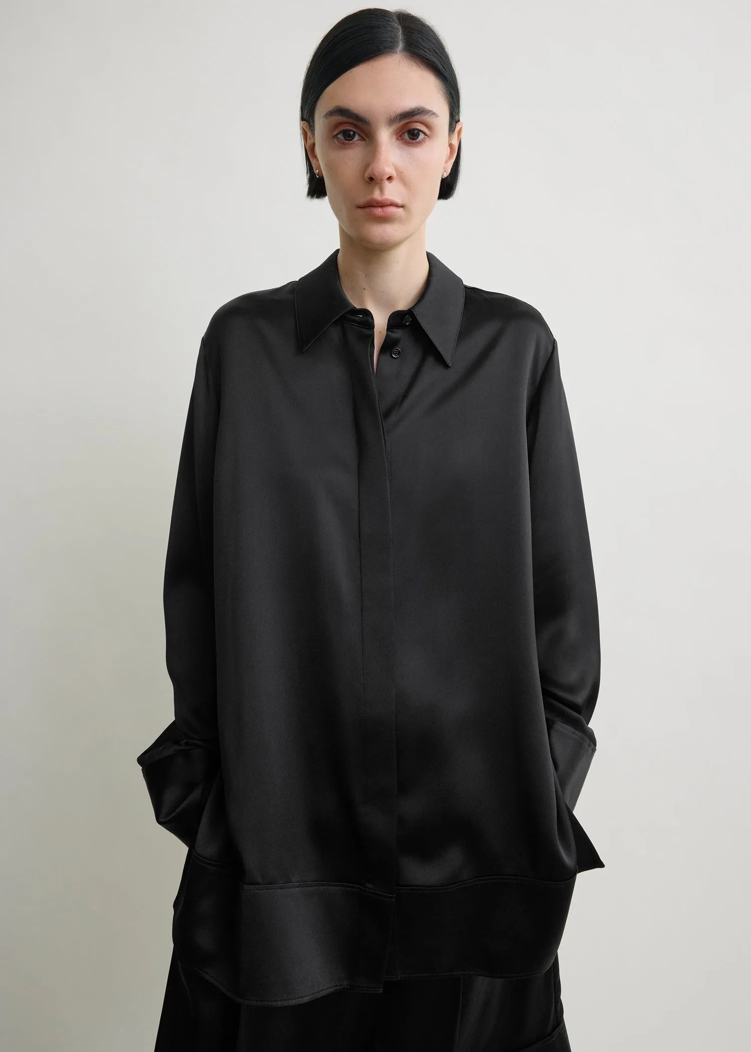 Soft tuxedo shirt black sold by Toteme product image thumbnail 4