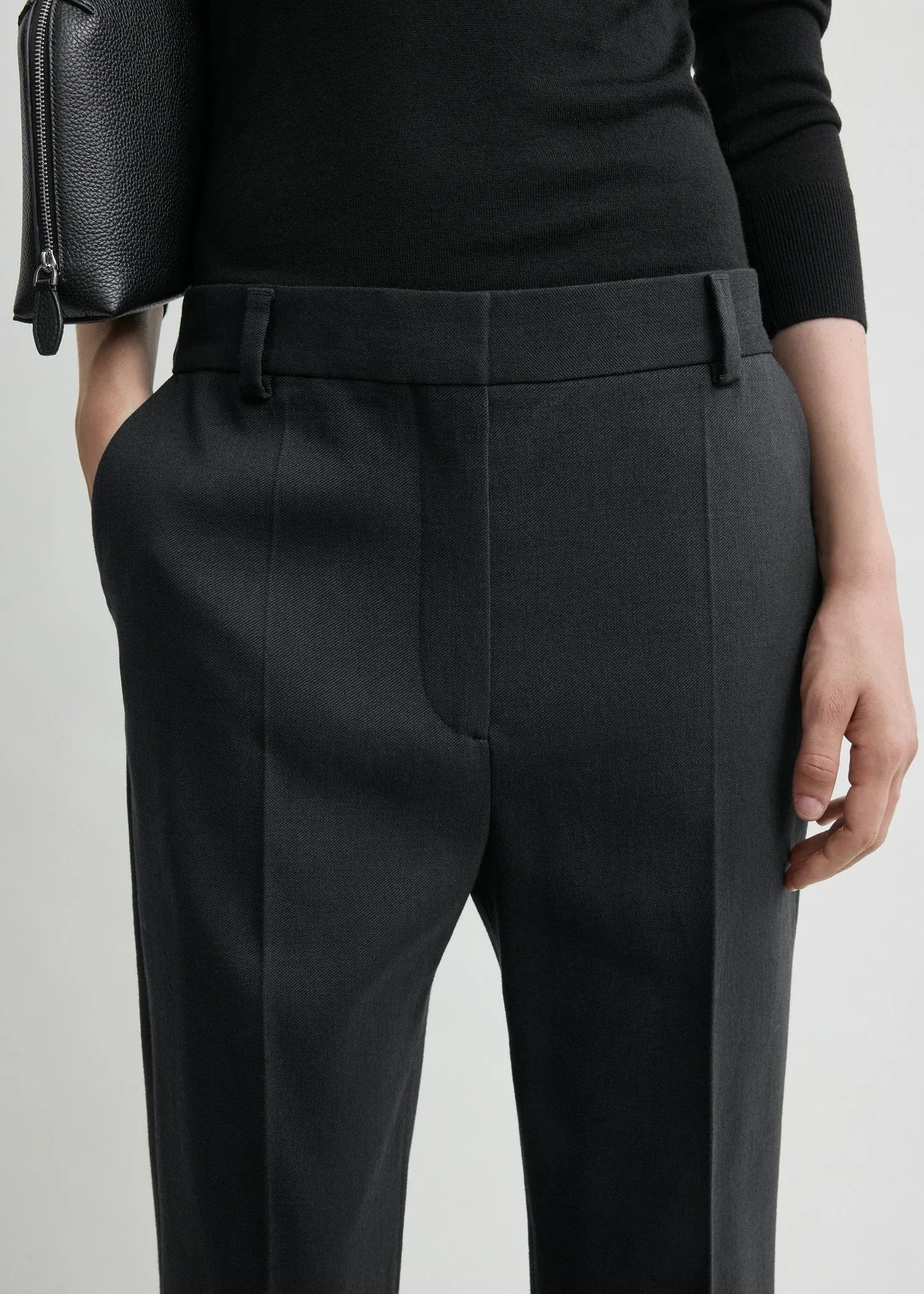 Cropped suit trousers washed black sold by Toteme product image thumbnail 4