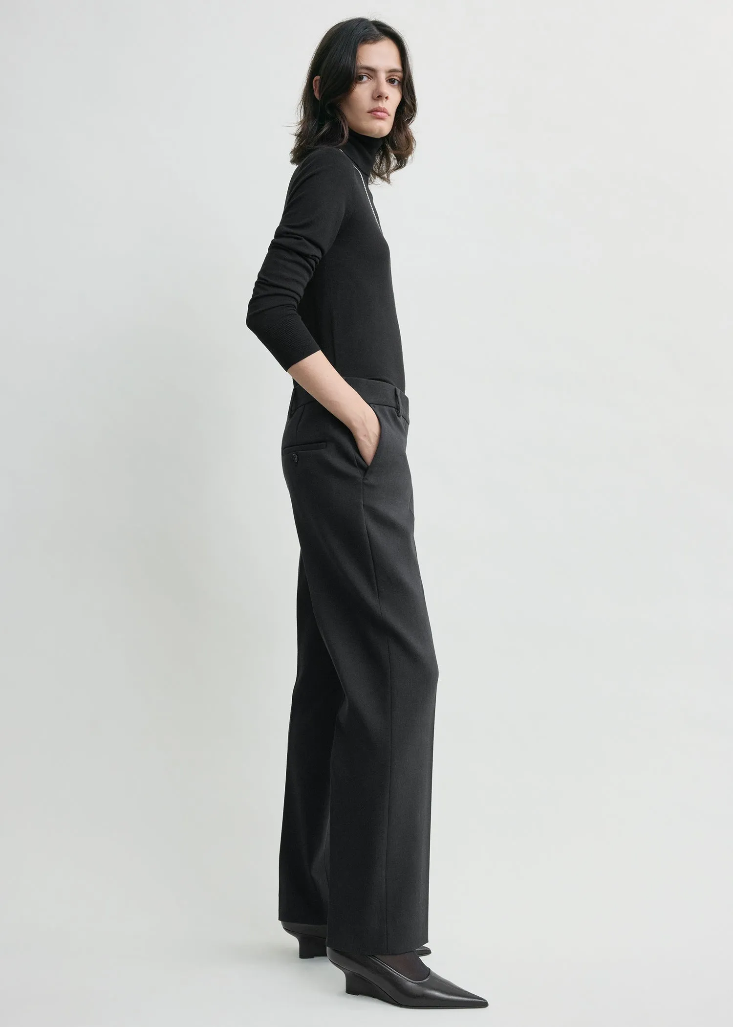 Cropped suit trousers washed black sold by Toteme product image thumbnail 2