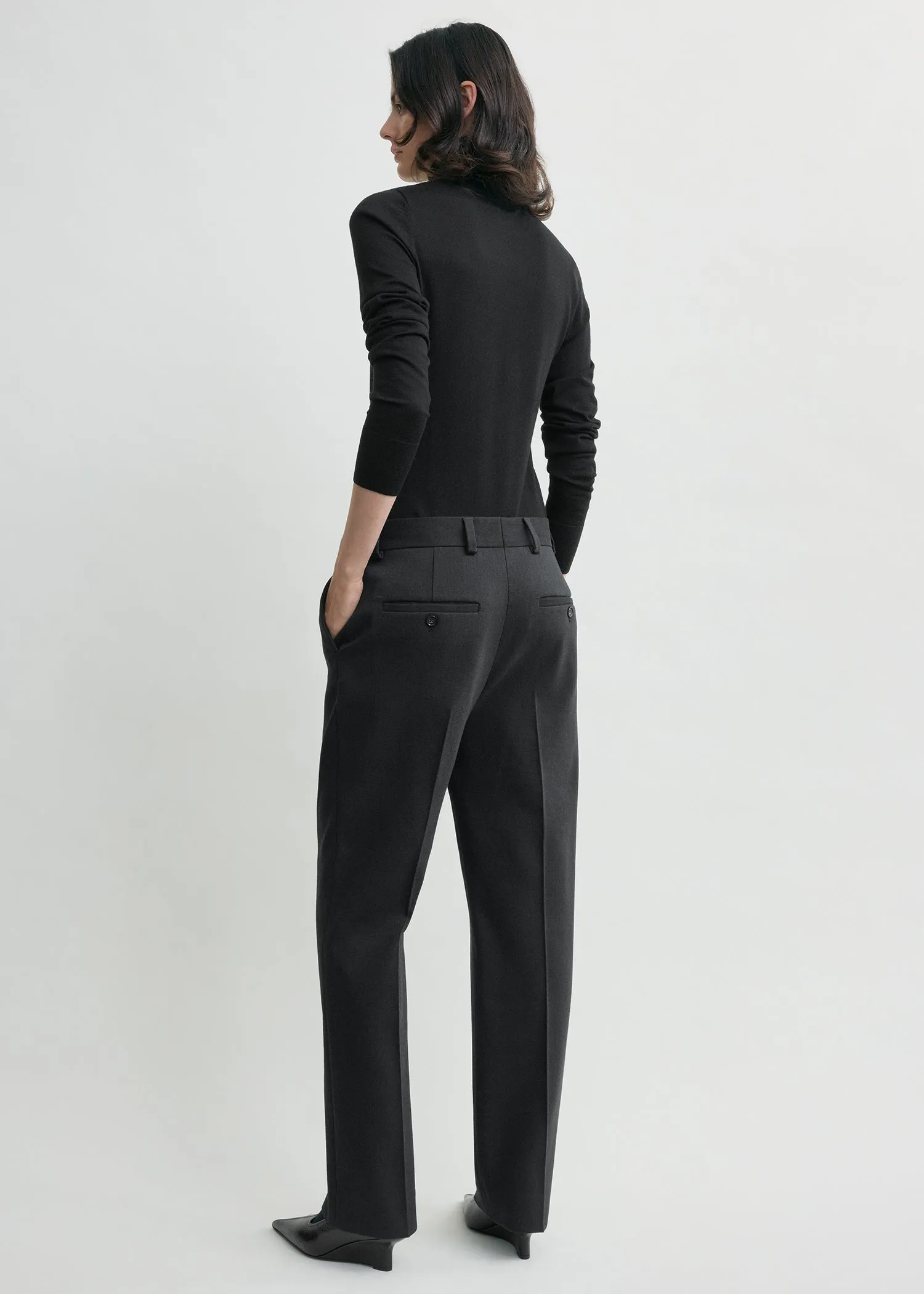 Cropped suit trousers washed black sold by Toteme product image thumbnail 3