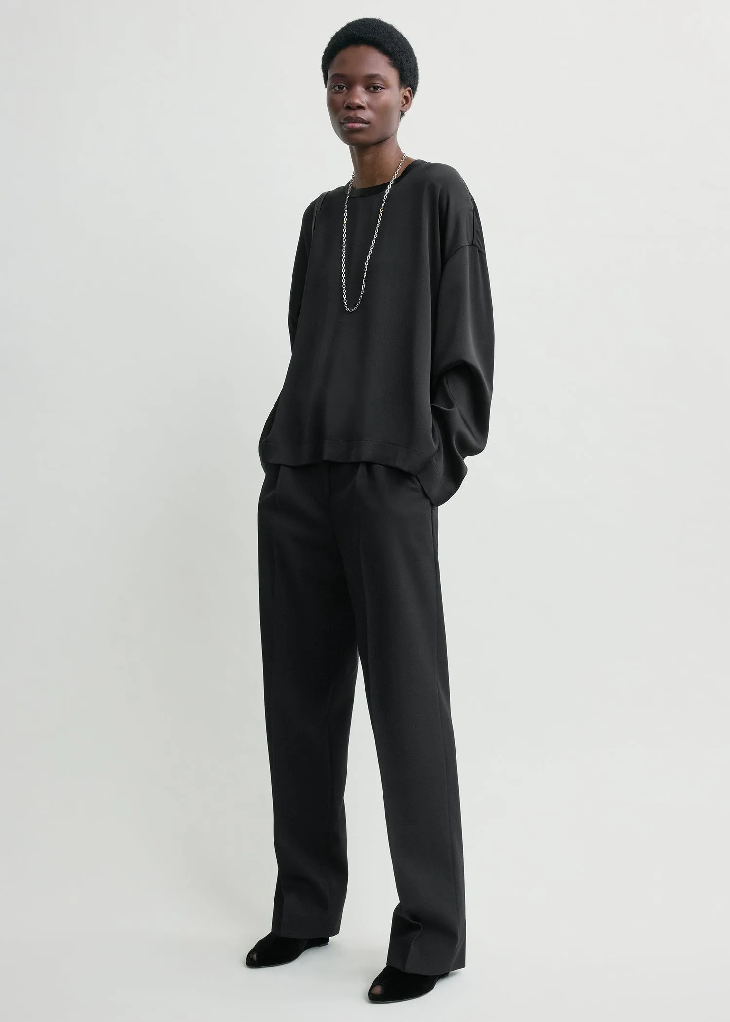 Boxy satin top black sold by Toteme