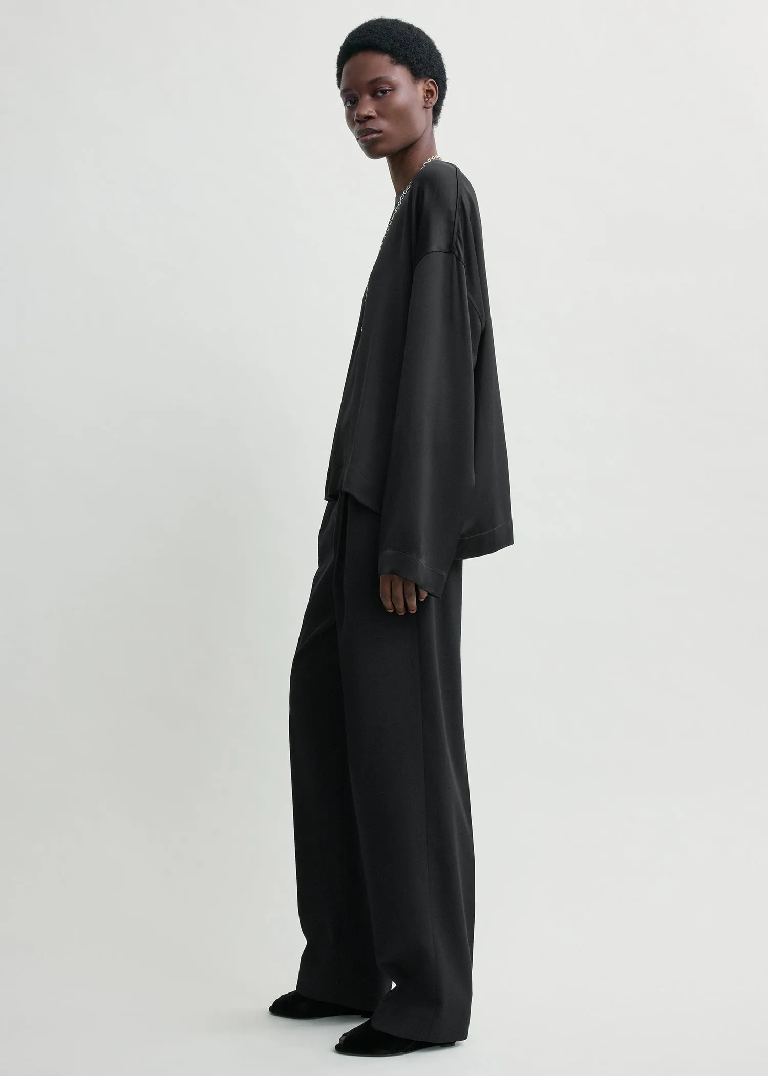 Boxy satin top black sold by Toteme product image thumbnail 2