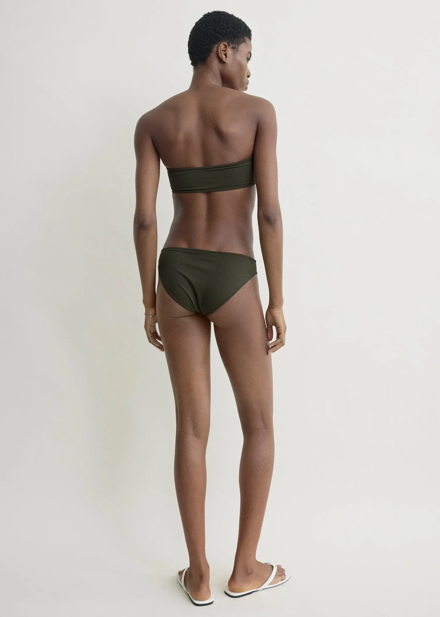 Ribbed strapless bikini top dark green sold by Toteme product image thumbnail 3