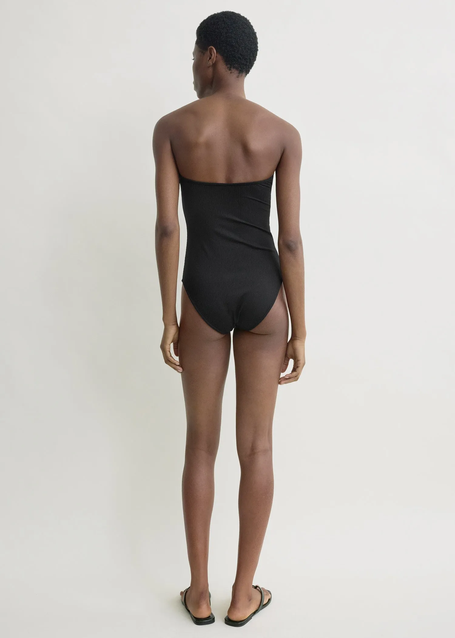 Ribbed strapless swimsuit black sold by Toteme product image thumbnail 3