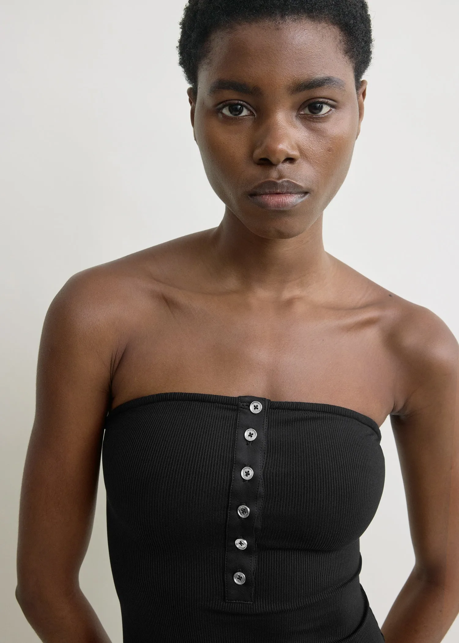 Ribbed strapless swimsuit black sold by Toteme product image thumbnail 4