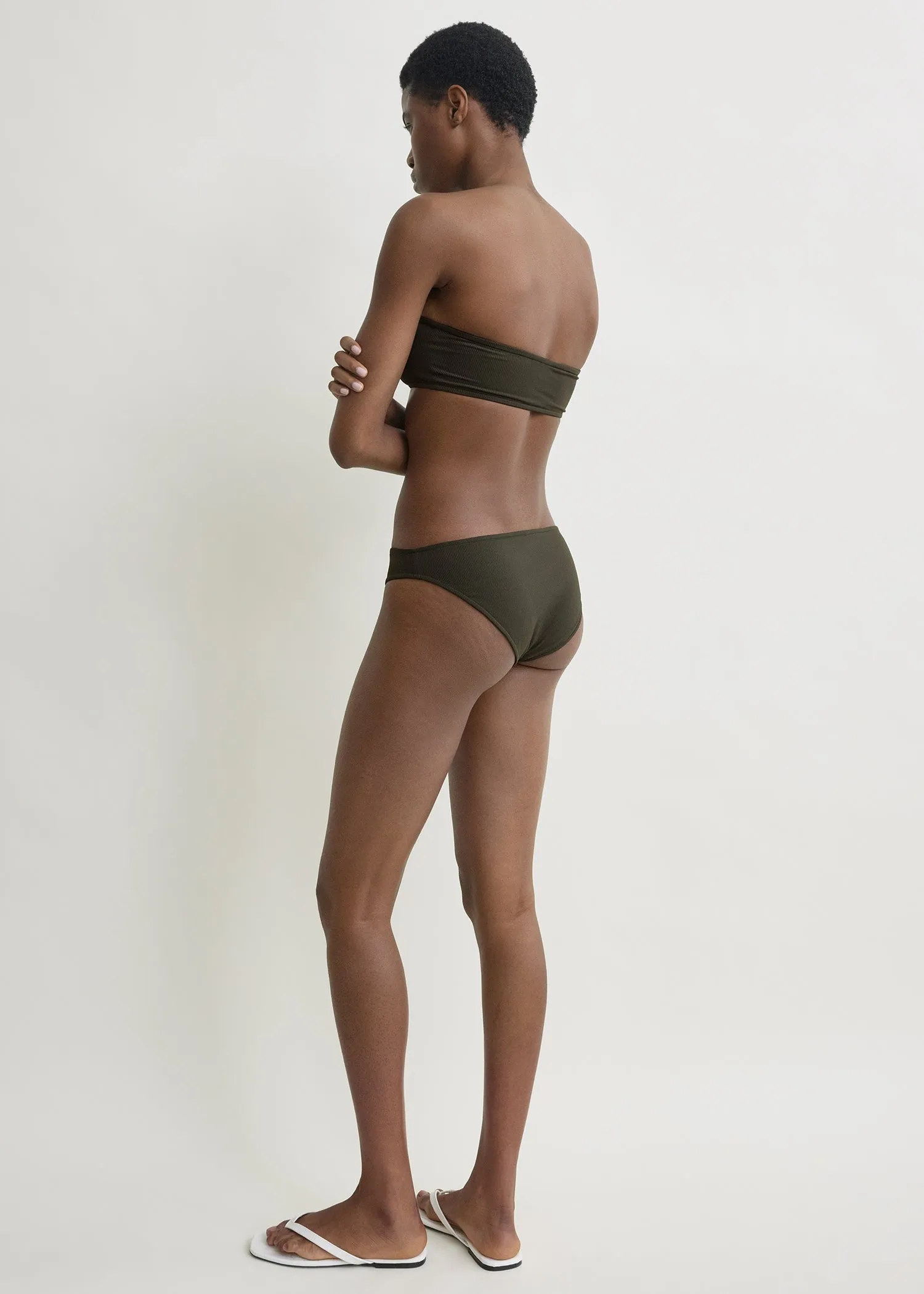Ribbed bikini bottom dark green sold by Toteme product image thumbnail 3
