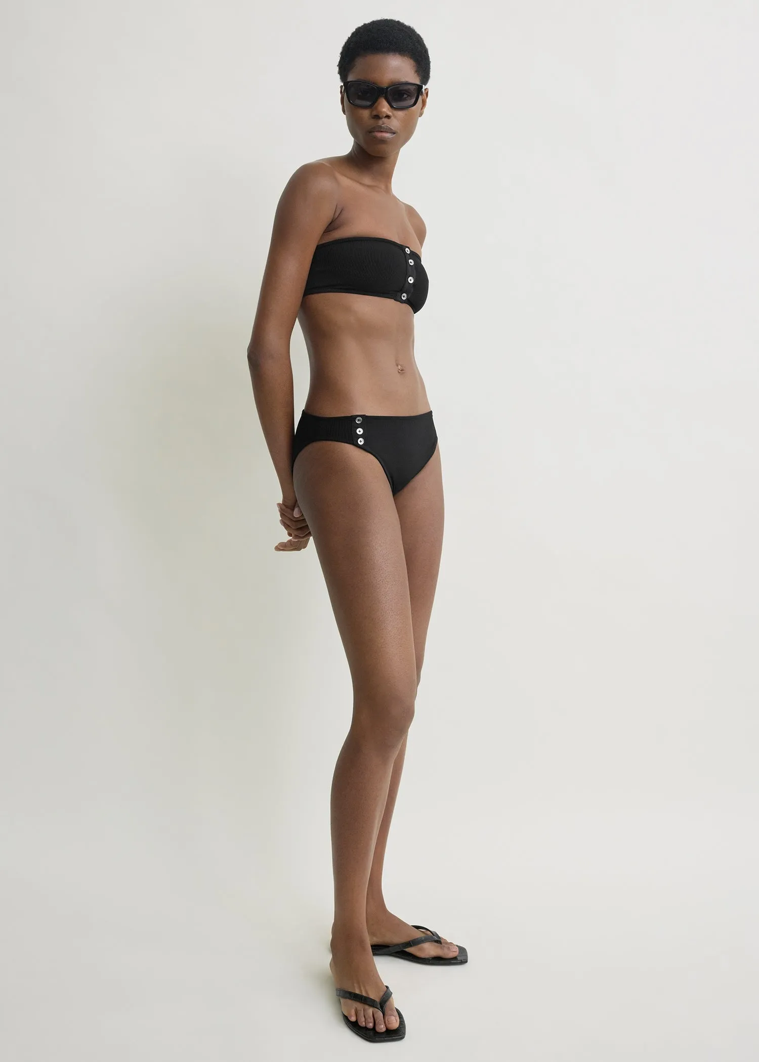 Ribbed bikini bottom black sold by Toteme