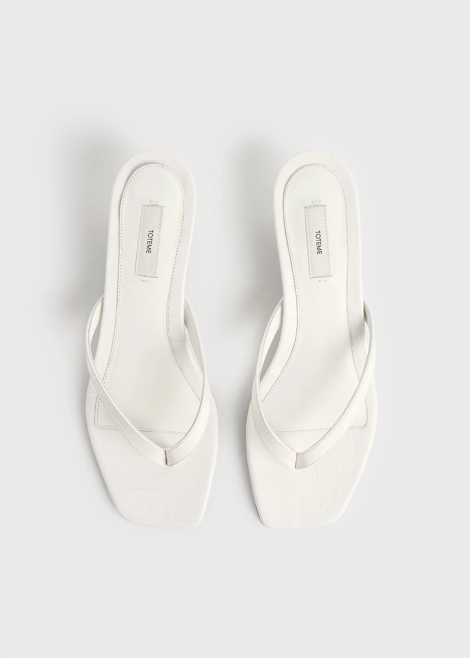 Croco-embossed heeled flip flops off-white sold by Toteme product image thumbnail 4
